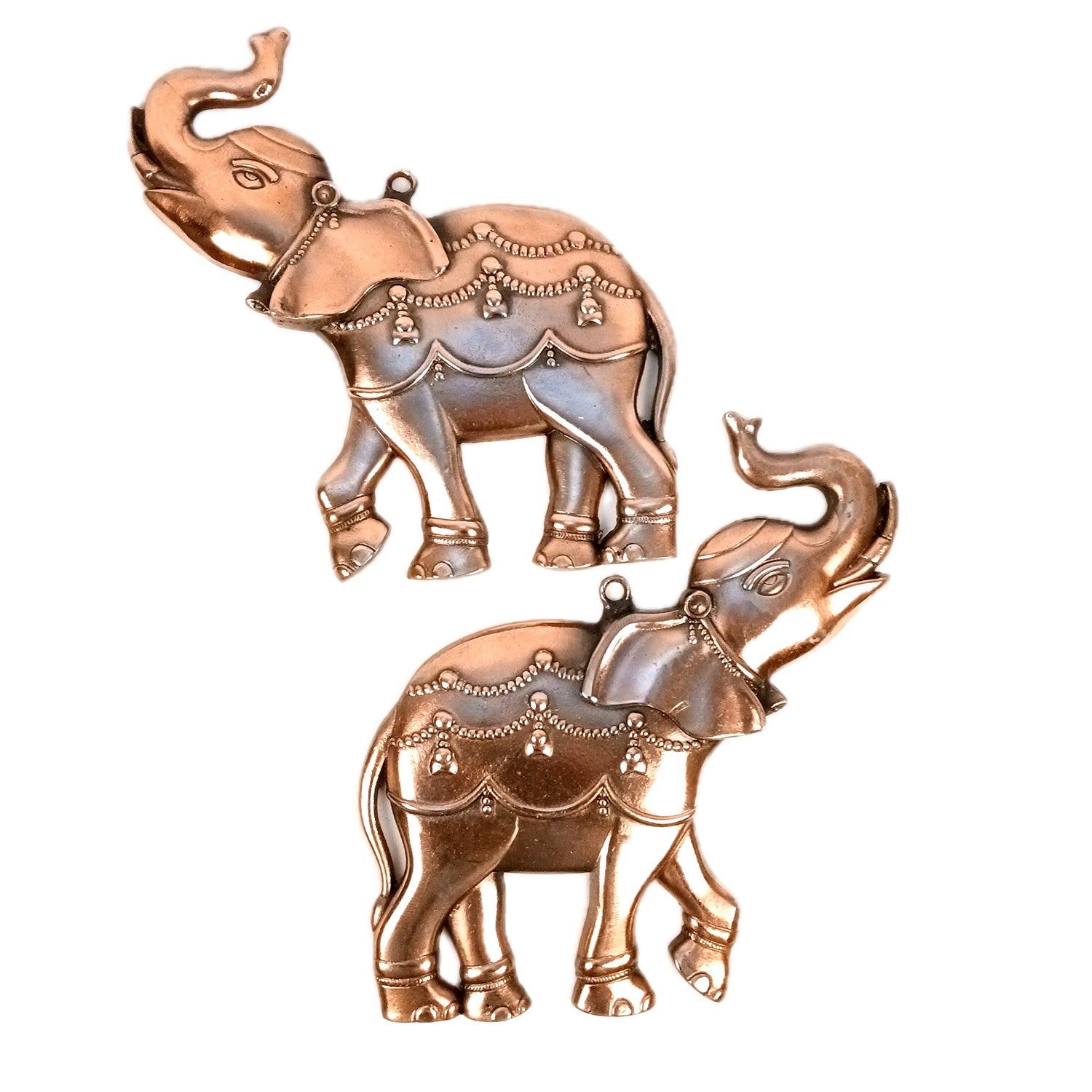 Elephant Wall Hanging | Metal Wall Art - For Vastu, Entrance, Home, Temple, Living Room Decor & Gifts- 13 Inch (Pack Of 2) - Apkamart