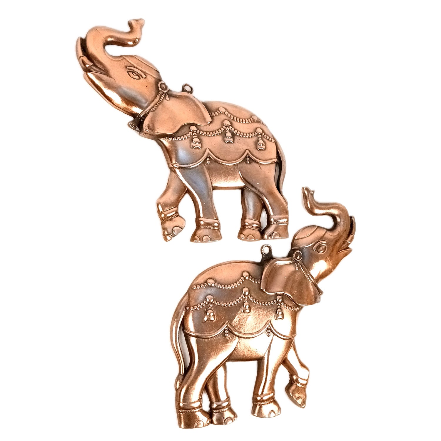 Elephant Wall Hanging | Metal Wall Art - For Vastu, Entrance, Home, Temple, Living Room Decor & Gifts- 13 Inch (Pack Of 2) - Apkamart