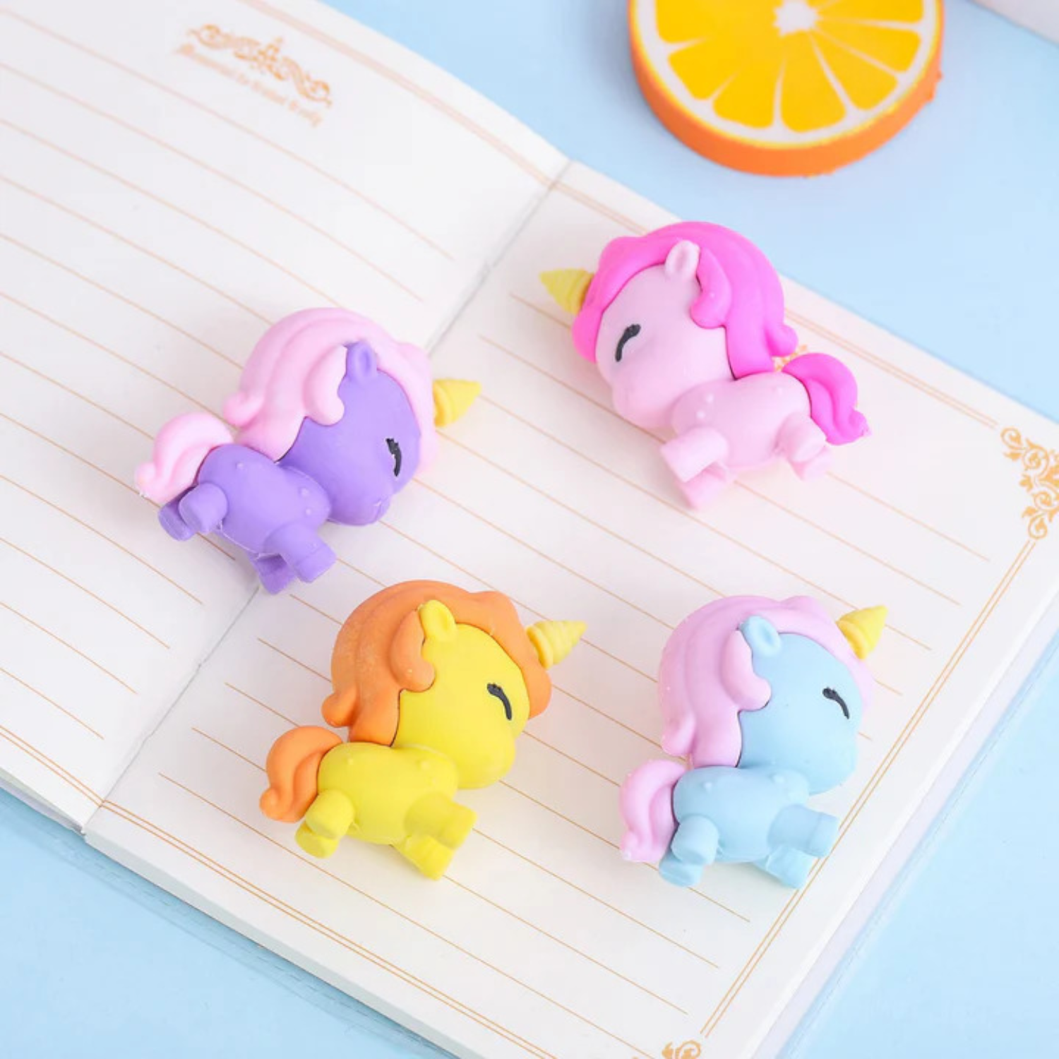 Colourful Unicorn Eraser Set - For Kids, Birthday Return Gift (Pack of 12)