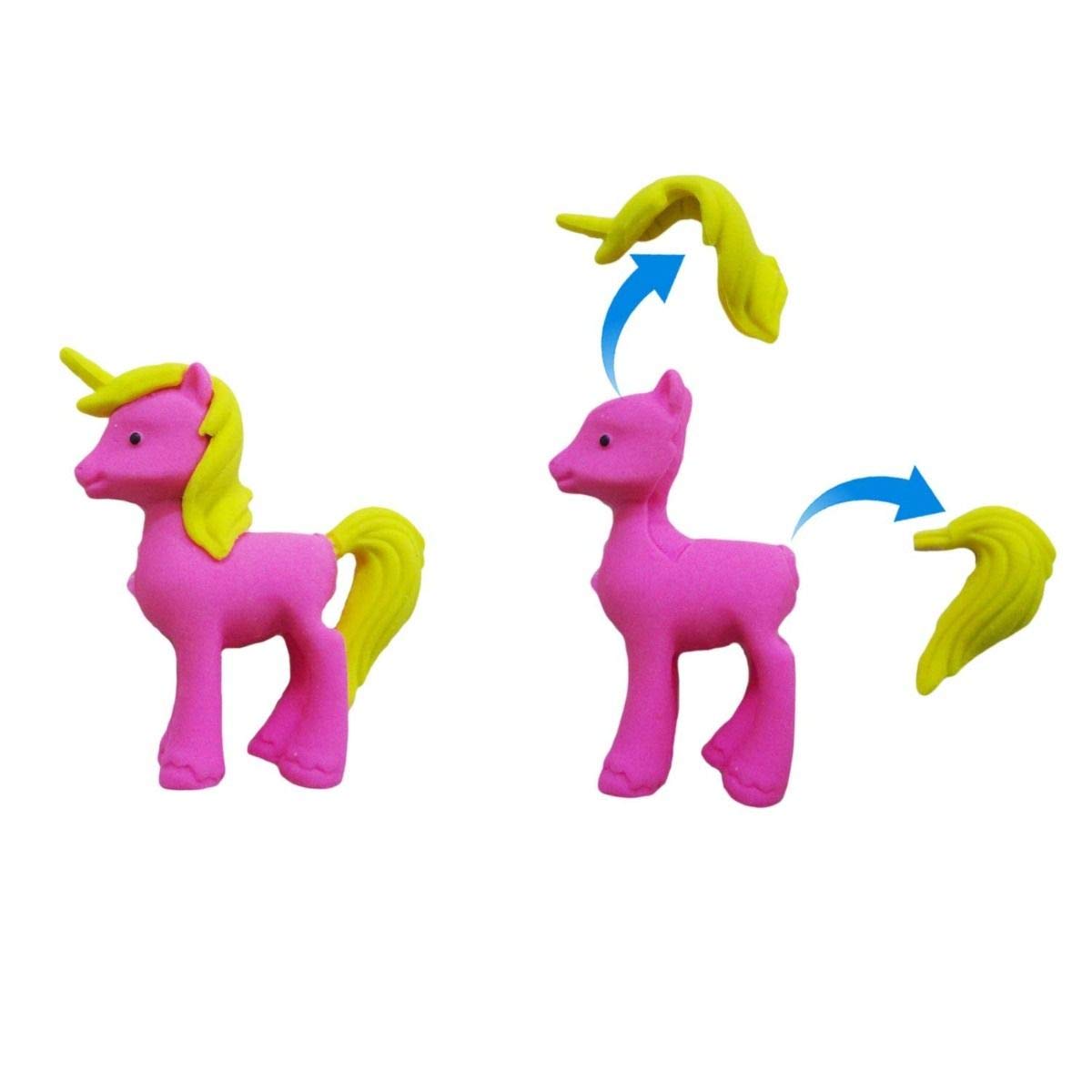 Unicorn Shape 3D Pencil Eraser - For Kids, Birthday Return Gift (Pack of 12)