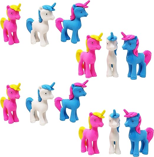 Unicorn Shape 3D Pencil Eraser - For Kids, Birthday Return Gift (Pack of 12)