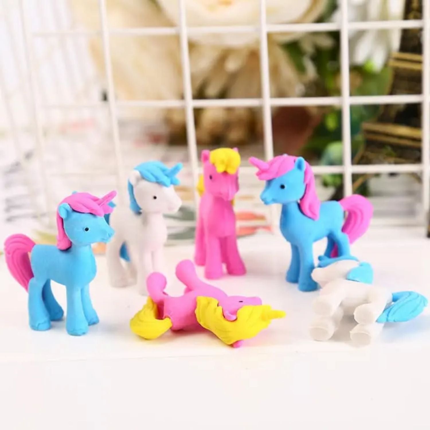 Unicorn Shape 3D Pencil Eraser - For Kids, Birthday Return Gift (Pack of 12)