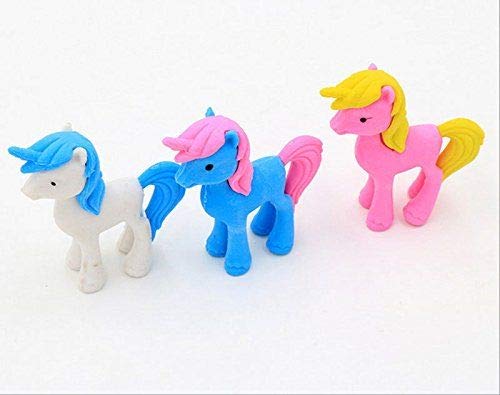 Unicorn Shape 3D Pencil Eraser - For Kids, Birthday Return Gift (Pack of 12)