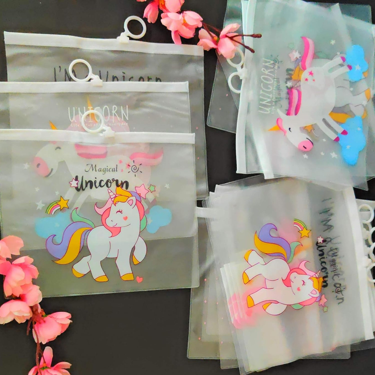 Unicorn A5 Zip Folder for Documents Return Gift | Small Zip Folder for Kids (Pack of 3)