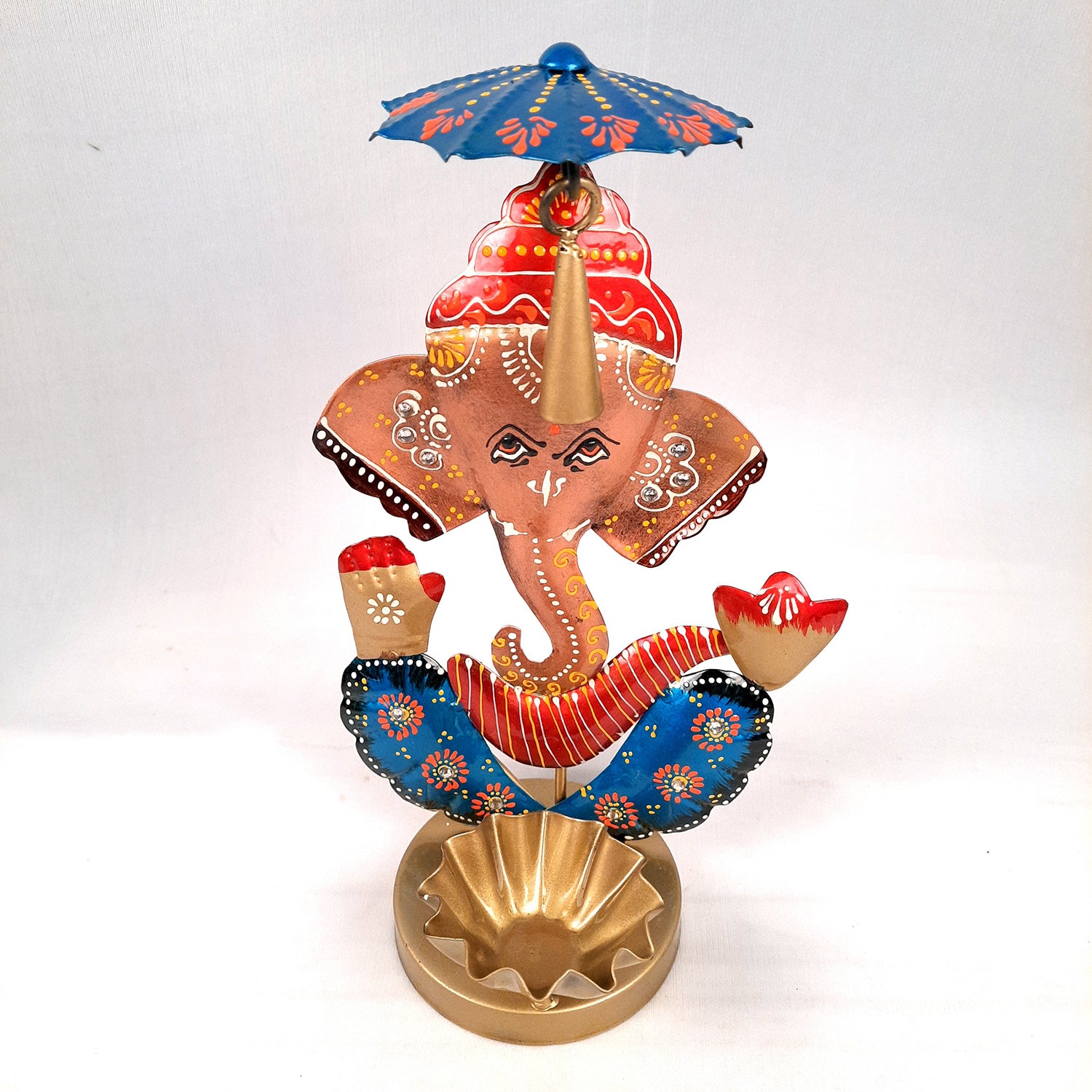 Candle TeaLight Holder - Ganesh Design | Tea Light Candle Stand - for Home, Table, Living Room Decor & Gifts - 11 Inch - apkamart