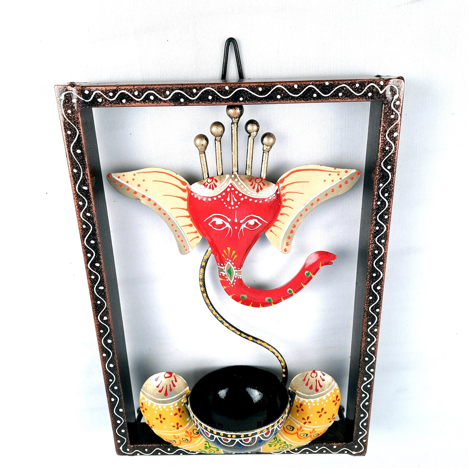 Candle TeaLight Holder Wall Hanging - Ganesha Design | Tea Light Candle Stand - For Home, Table, Living Room, Dining room, Bedroom Decor | For Diwali Decoration & Gifts - 12 Inch - apkamart