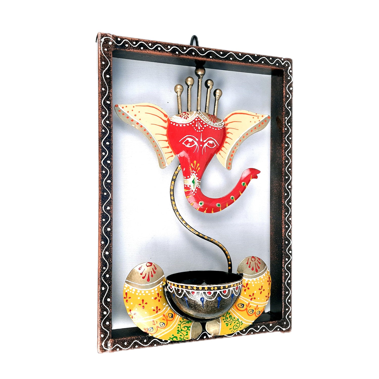 Candle TeaLight Holder Wall Hanging - Ganesha Design | Tea Light Candle Stand - For Home, Table, Living Room, Dining room, Bedroom Decor | For Diwali Decoration & Gifts - 12 Inch - apkamart