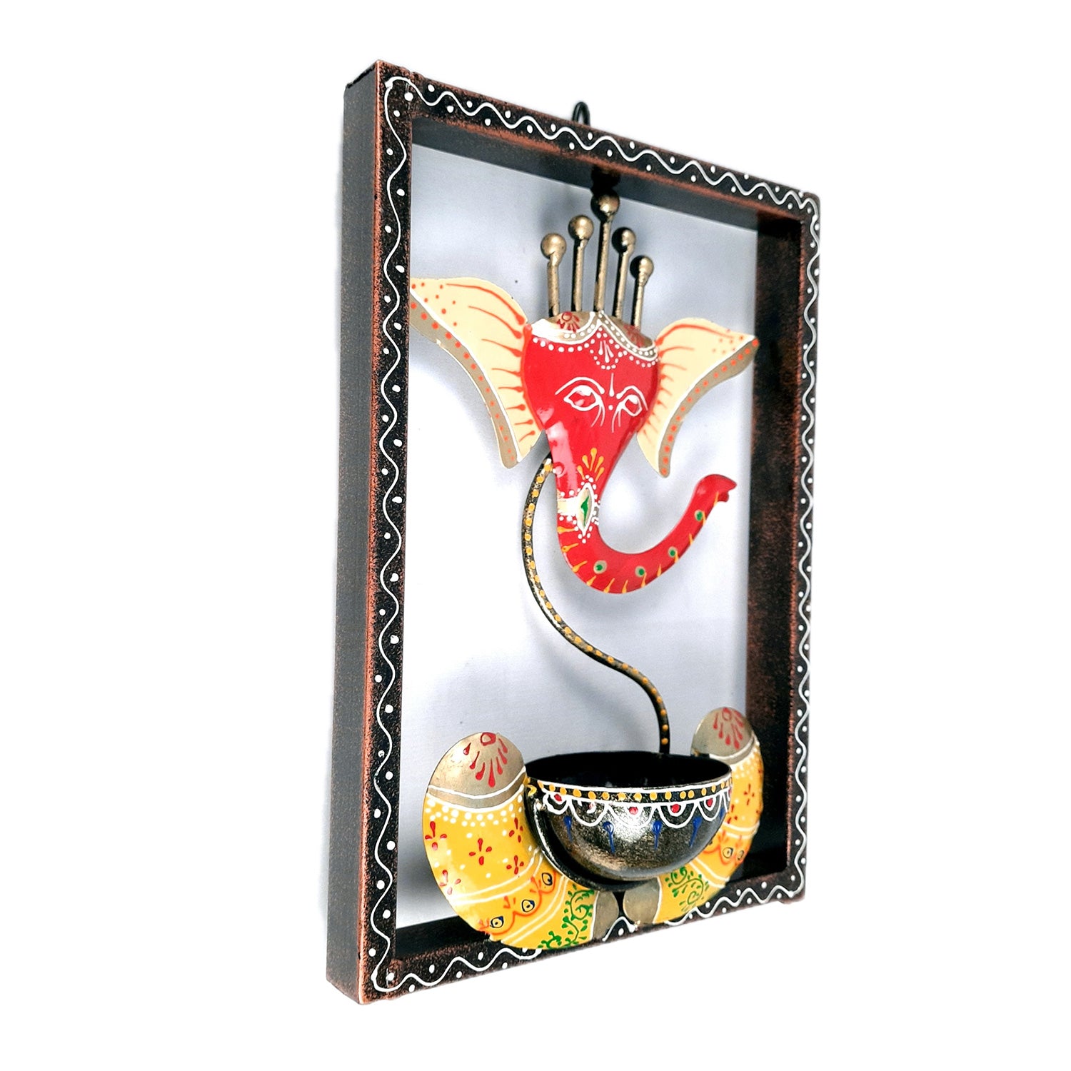 Candle TeaLight Holder Wall Hanging - Ganesha Design | Tea Light Candle Stand - For Home, Table, Living Room, Dining room, Bedroom Decor | For Diwali Decoration & Gifts - 12 Inch - apkamart