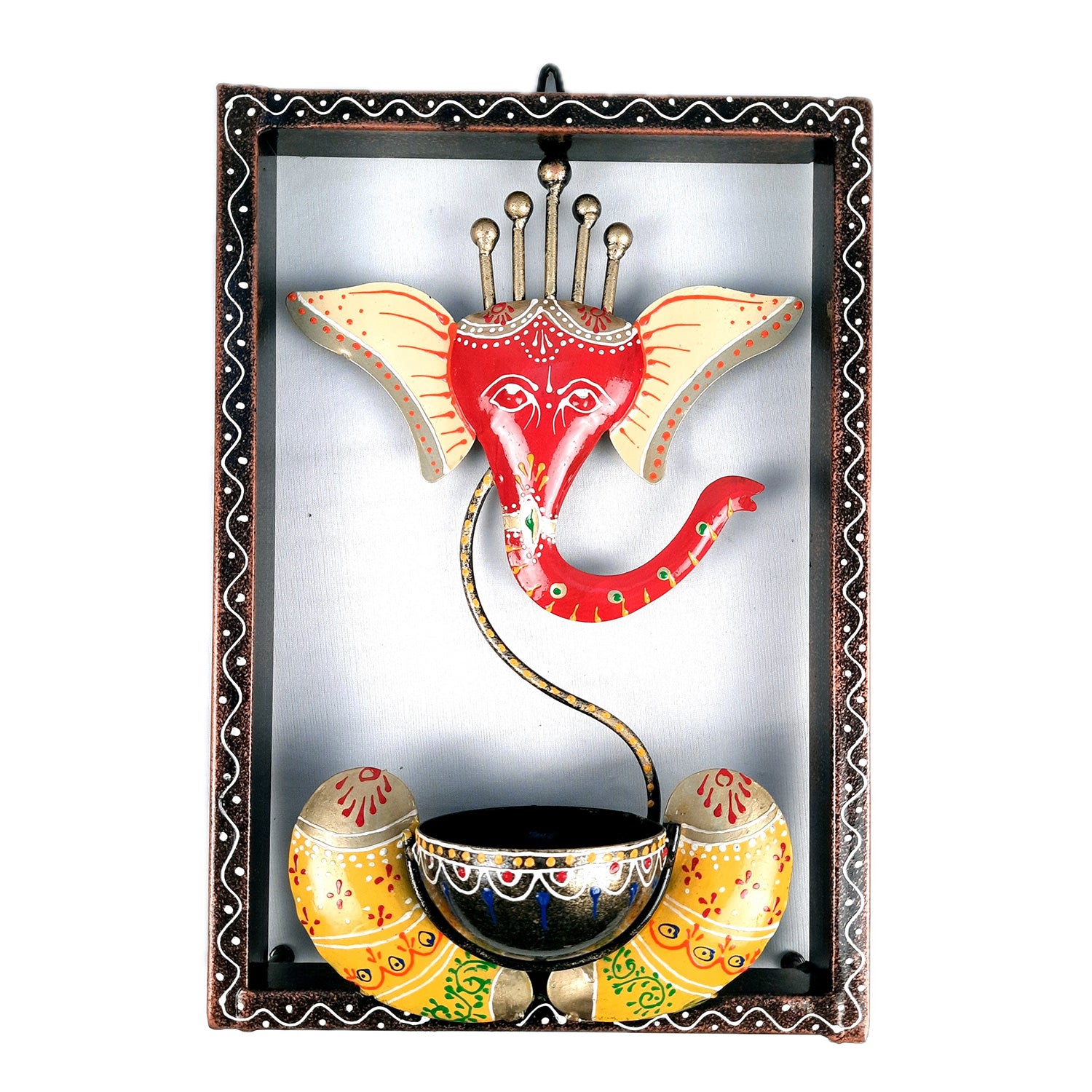 Candle TeaLight Holder Wall Hanging - Ganesha Design | Tea Light Candle Stand - For Home, Table, Living Room, Dining room, Bedroom Decor | For Diwali Decoration & Gifts - 12 Inch - apkamart