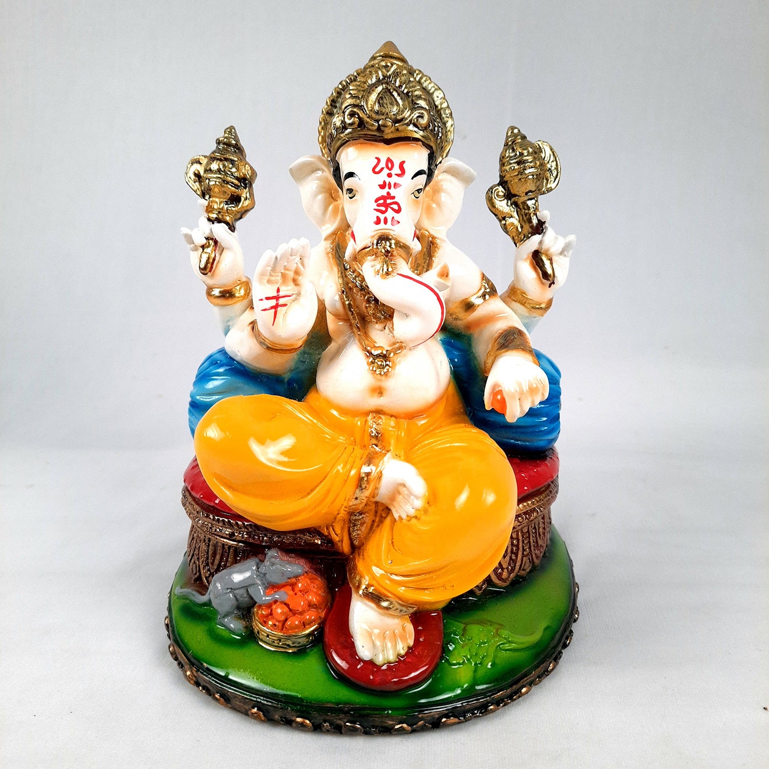 Ganesh Idol Murti | Shri Ganesha Statue | Ganpati Murti - for Puja, Home, Office Desk, Table, Living Room Decor & Gifts - 8 Inch - Apkamart