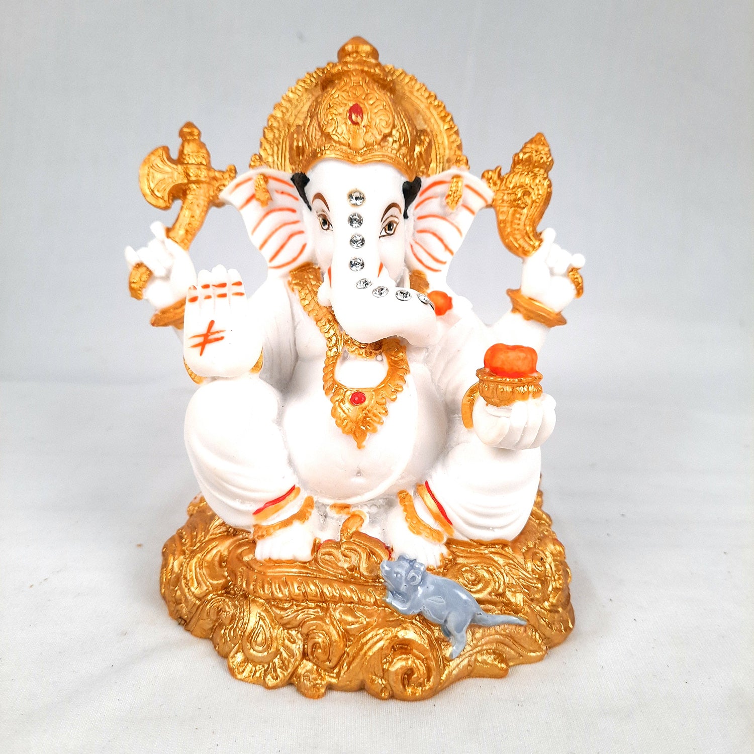 Ganesh Statue With Marble Look | Ganesha Murti With High-Quality Finish | Ganpati Idol - Puja, Home, Office Desk, Table Decor, Diwali Gift - 6 Inch - apkamart #Style_Design 2