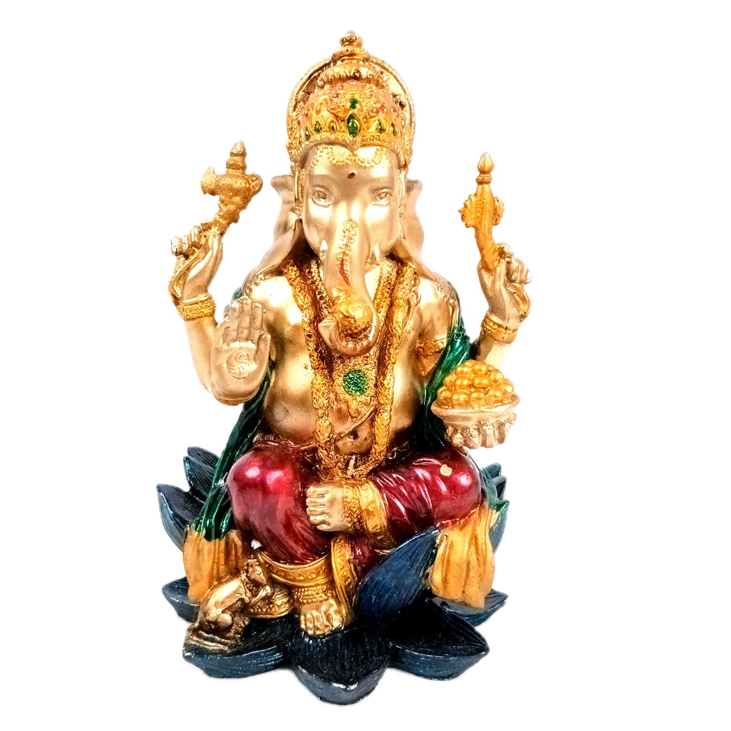 Ganesh Statue | Lord Ganesha Idol | Ganpati Murti - for Home, Puja, Living Room, Entrance, Office Desk, Table Decor, Diwali & Gifts - 7 Inch (Marble Dust, Golden) - Apkamart