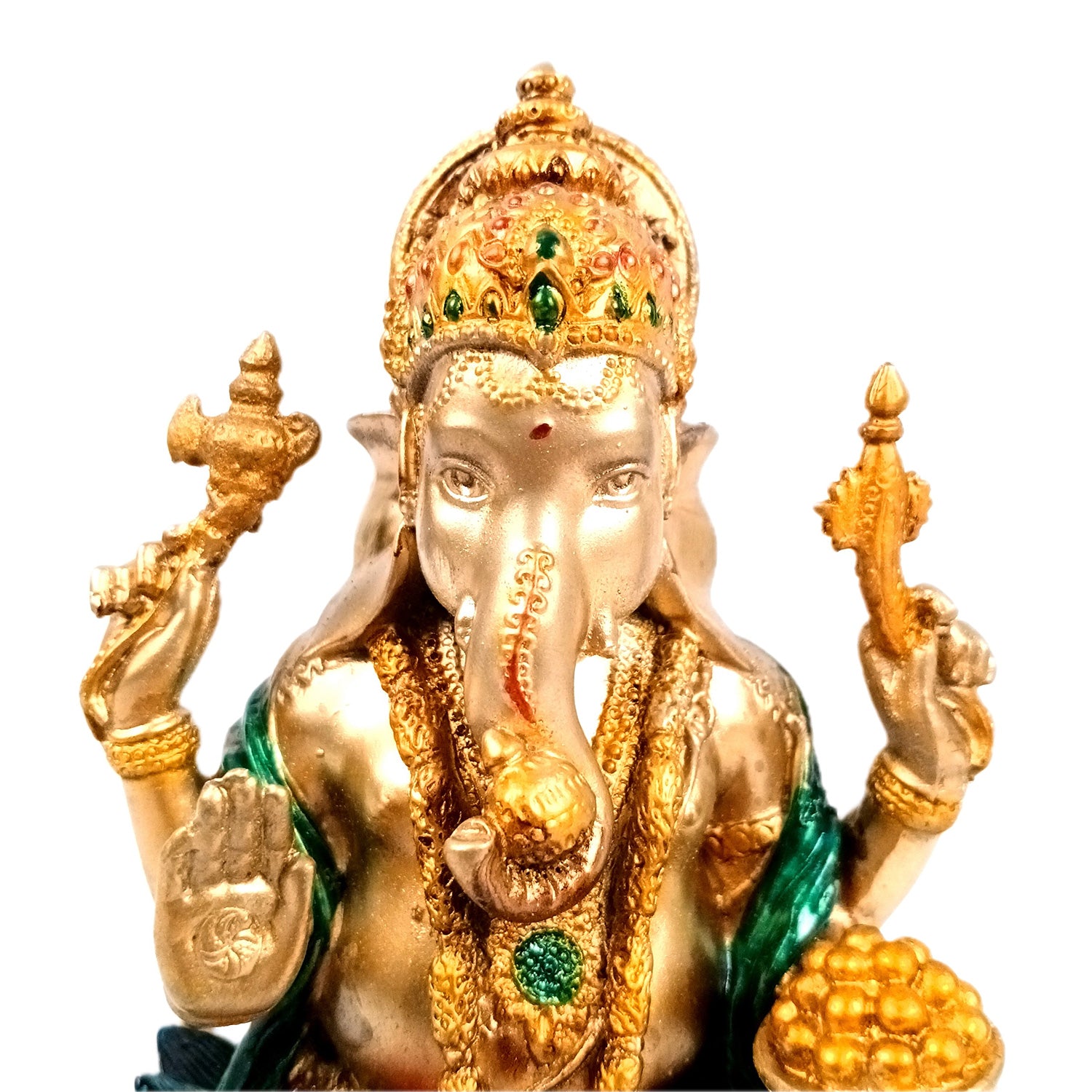 Ganesh Statue | Lord Ganesha Idol | Ganpati Murti - for Home, Puja, Living Room, Entrance, Office Desk, Table Decor, Diwali & Gifts - 7 Inch (Marble Dust, Golden) - Apkamart