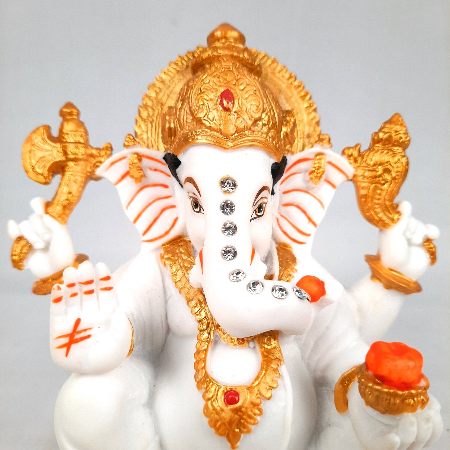 Ganesh Statue With Marble Look | Ganesha Murti With High-Quality Finish | Ganpati Idol - Puja, Home, Office Desk, Table Decor, Diwali Gift - 6 Inch - apkamart #Style_Design 2