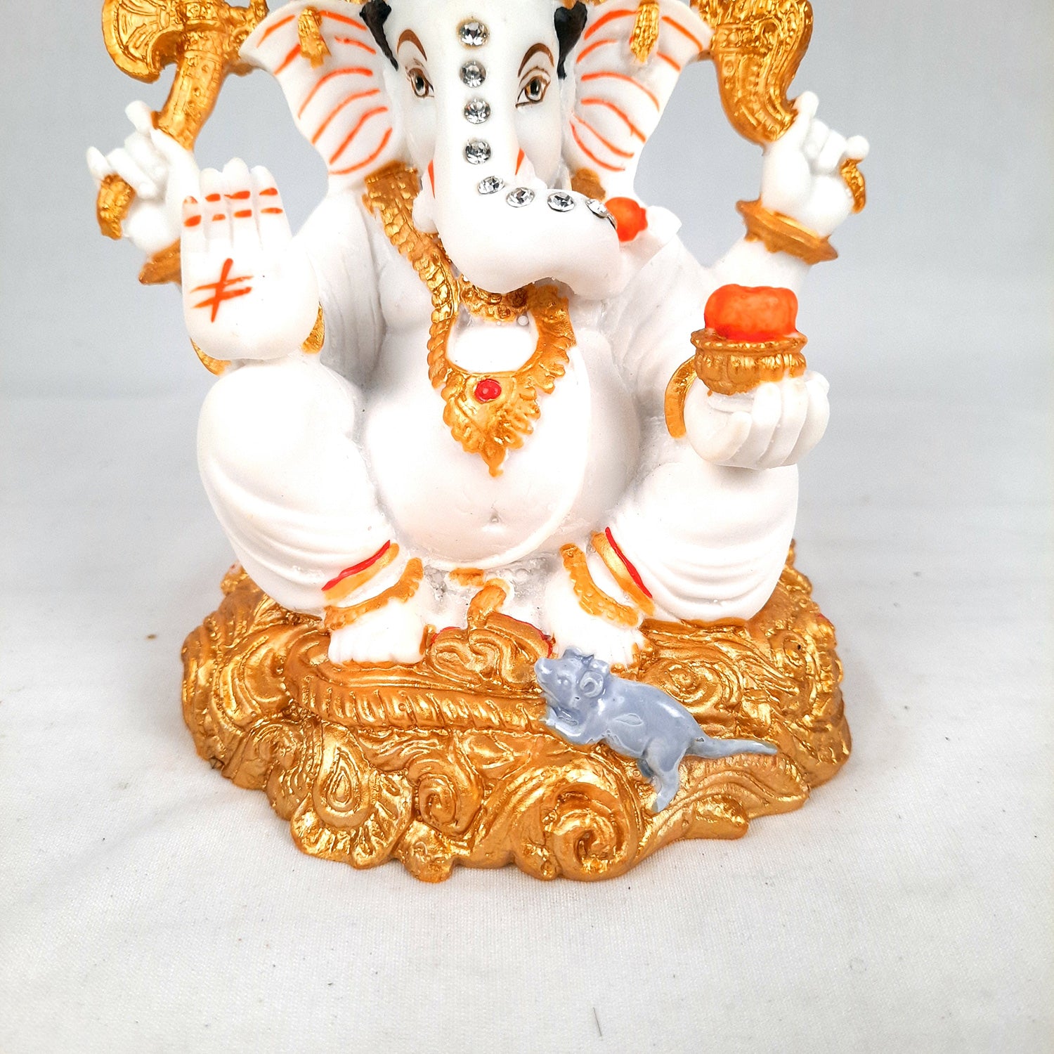 Ganesh Statue With Marble Look | Ganesha Murti With High-Quality Finish | Ganpati Idol - Puja, Home, Office Desk, Table Decor, Diwali Gift - 6 Inch - apkamart #Style_Design 2