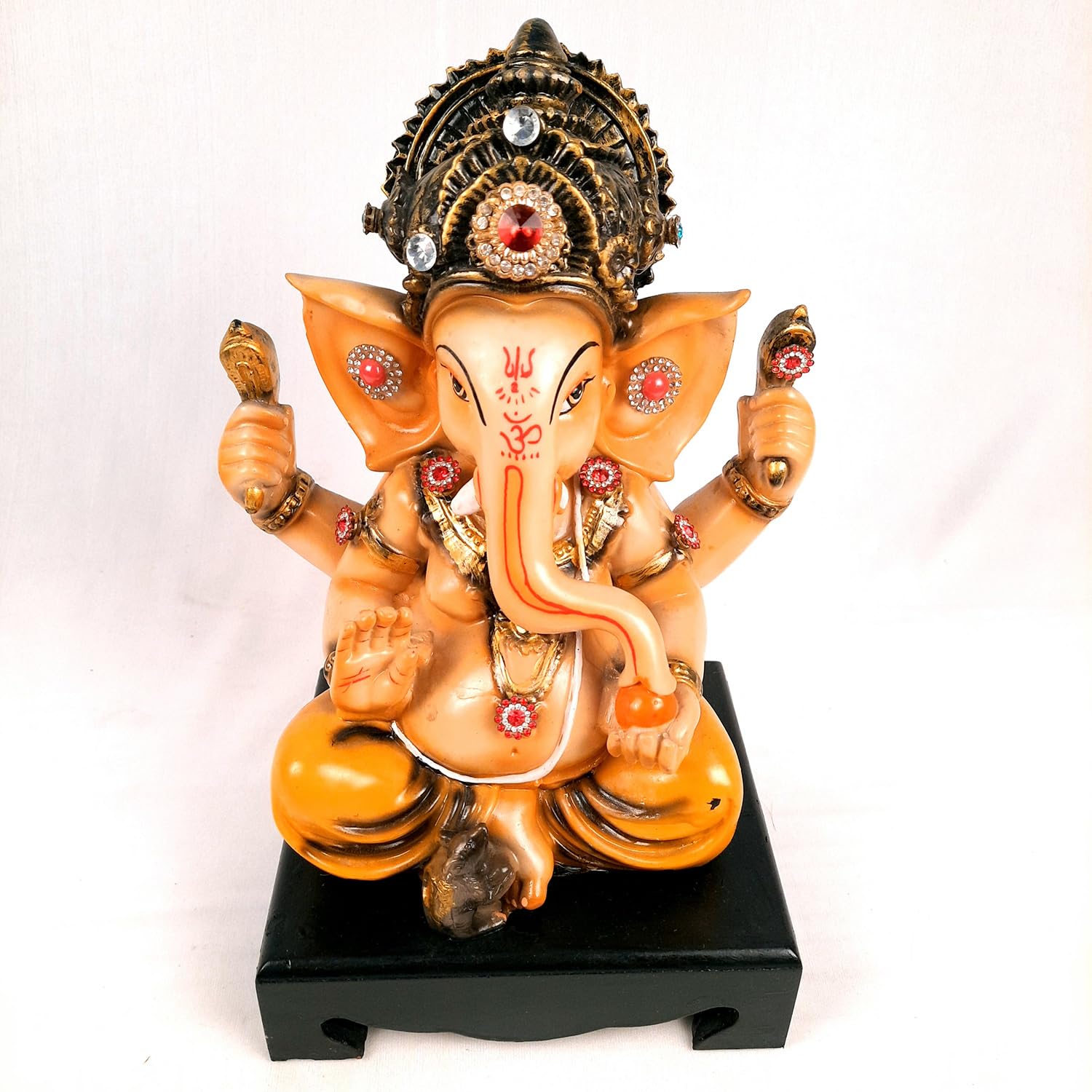 Ganesh Idol | Lord Ganesha Statue Murti - for Puja, Home & Entrance Living Room Decor & Gift - 12 Inch - apkamart #Color_Orange