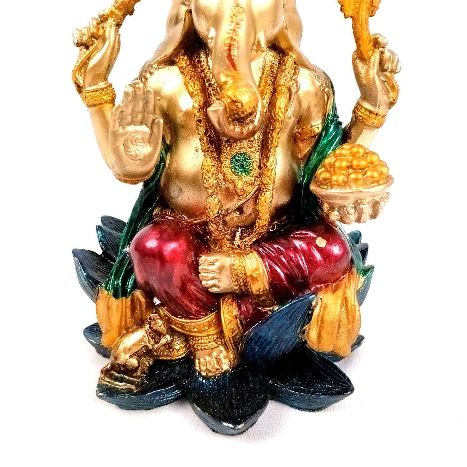 Ganesh Statue | Lord Ganesha Idol | Ganpati Murti - for Home, Puja, Living Room, Entrance, Office Desk, Table Decor, Diwali & Gifts - 7 Inch (Marble Dust, Golden) - Apkamart