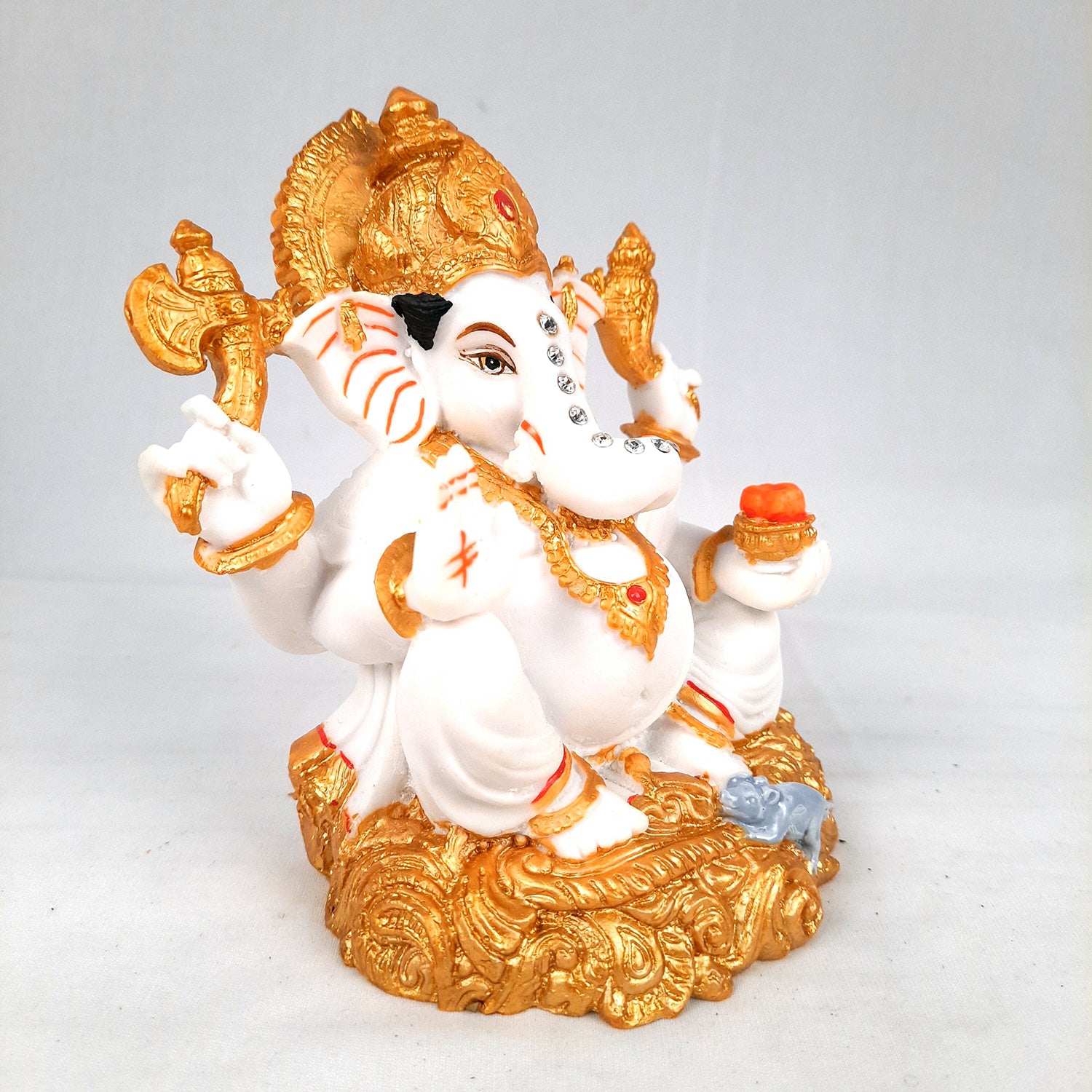 Ganesh Statue With Marble Look | Ganesha Murti With High-Quality Finish | Ganpati Idol - Puja, Home, Office Desk, Table Decor, Diwali Gift - 6 Inch - apkamart #Style_Design 2