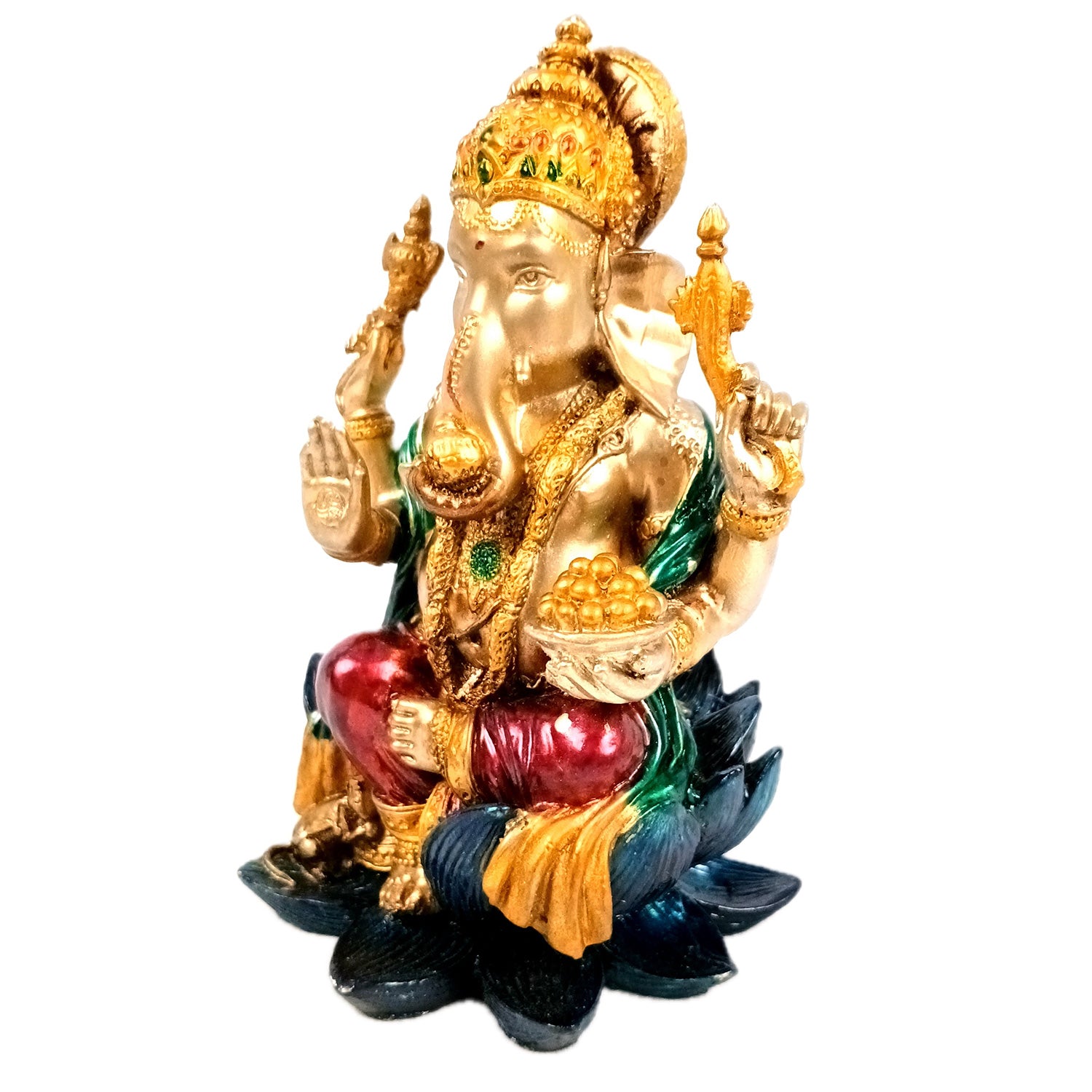 Ganesh Statue | Lord Ganesha Idol | Ganpati Murti - for Home, Puja, Living Room, Entrance, Office Desk, Table Decor, Diwali & Gifts - 7 Inch (Marble Dust, Golden) - Apkamart