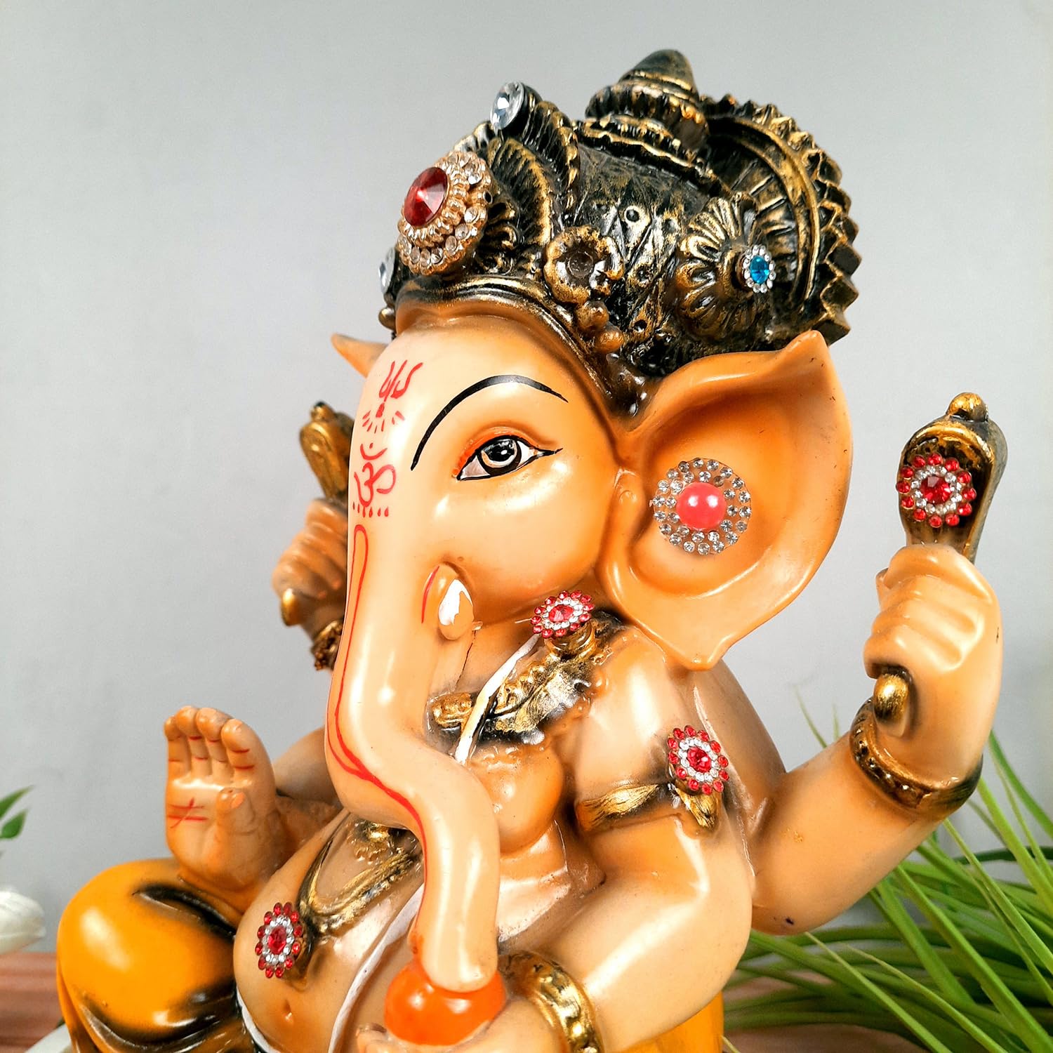 Ganesh Idol | Lord Ganesha Statue Murti - for Puja, Home & Entrance Living Room Decor & Gift - 12 Inch - apkamart #Color_Orange