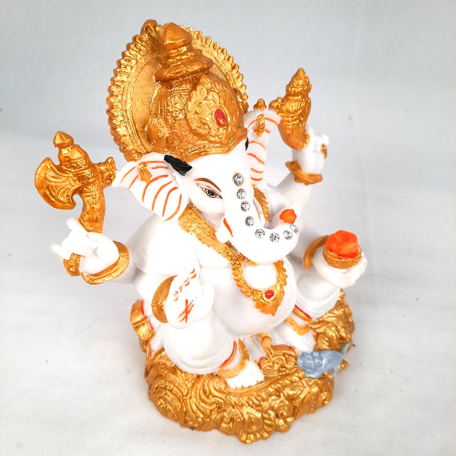 Ganesh Statue With Marble Look | Ganesha Murti With High-Quality Finish | Ganpati Idol - Puja, Home, Office Desk, Table Decor, Diwali Gift - 6 Inch - apkamart #Style_Design 2