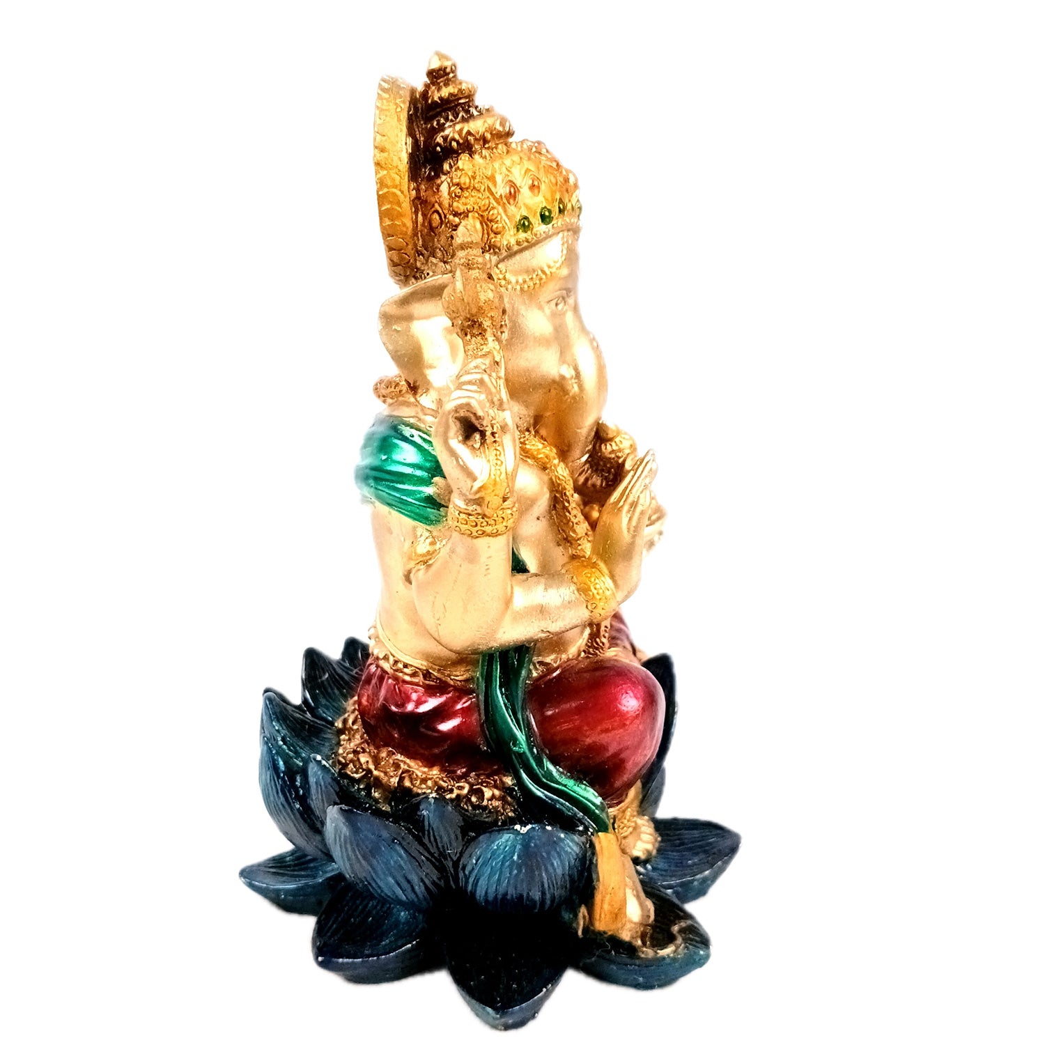 Ganesh Statue | Lord Ganesha Idol | Ganpati Murti - for Home, Puja, Living Room, Entrance, Office Desk, Table Decor, Diwali & Gifts - 7 Inch (Marble Dust, Golden) - Apkamart