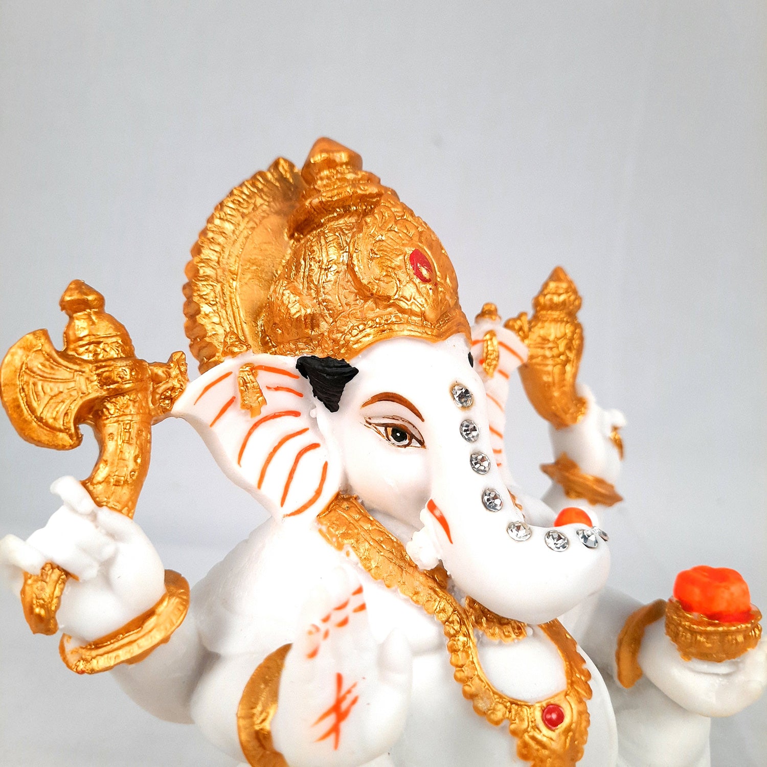 Ganesh Statue With Marble Look | Ganesha Murti With High-Quality Finish | Ganpati Idol - Puja, Home, Office Desk, Table Decor, Diwali Gift - 6 Inch - apkamart #Style_Design 2