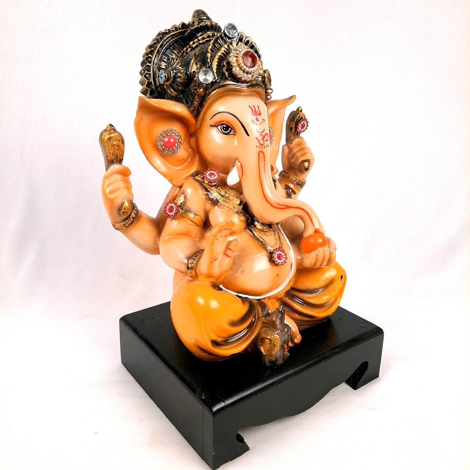 Ganesh Idol | Lord Ganesha Statue Murti - for Puja, Home & Entrance Living Room Decor & Gift - 12 Inch - apkamart #Color_Orange