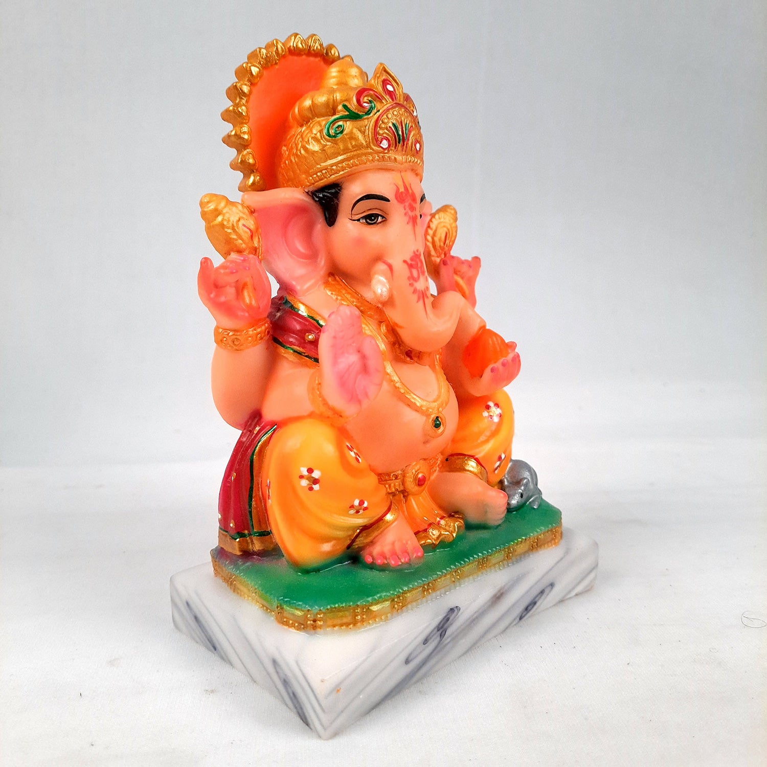 Ganesh Statue | Lord Ganesha Idol | Ganpati Murti - for Home, Puja, Living Room, Entrance, Office Desk, Table Decor & Gifts - 7 Inch - Apkamart