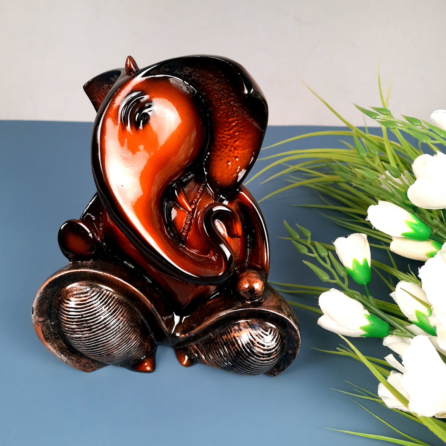 Ganesh Idol | Ganesha Statue | Ganpati Murti - Puja, Home, Office Desk, Table, Living Room Decor, Diwali Gift - 7 Inch - apkamart