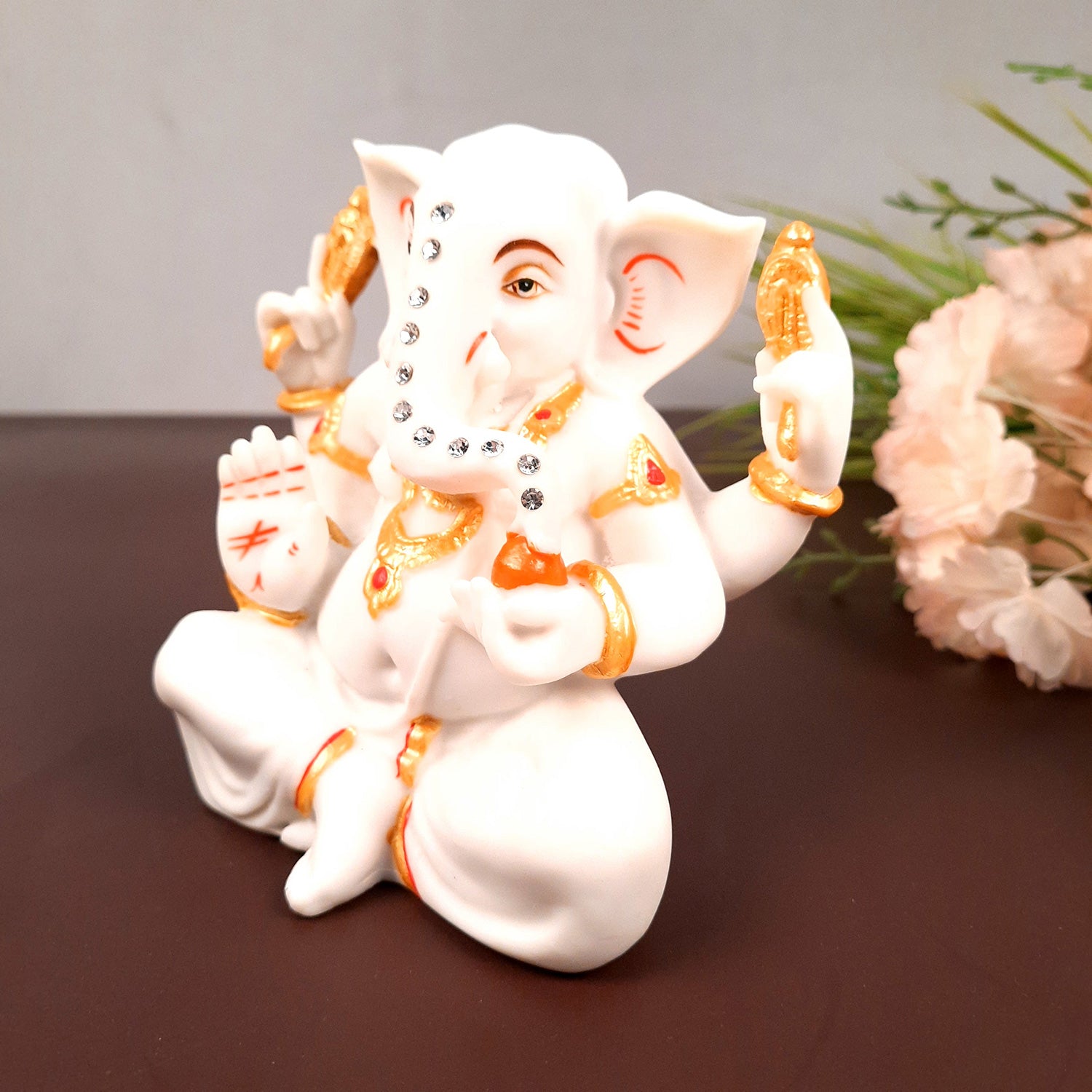 Ganesh Statue With Marble Finish | Exclusive Ganesha Murti | Ganpati Idol - Puja, Home, Office Desk, Table Decor, Diwali Gift - 5 Inch - apkamart #Style_design 1