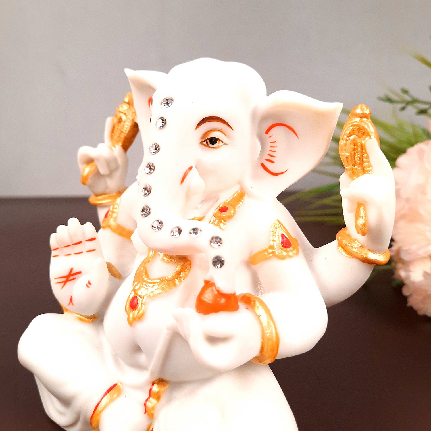 Ganesh Statue With Marble Finish | Exclusive Ganesha Murti | Ganpati Idol - Puja, Home, Office Desk, Table Decor, Diwali Gift - 5 Inch - apkamart #Style_design 1