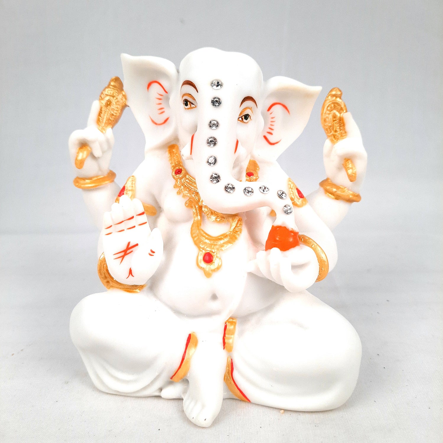 Ganesh Statue With Marble Finish | Exclusive Ganesha Murti | Ganpati Idol - Puja, Home, Office Desk, Table Decor, Diwali Gift - 5 Inch - apkamart #Style_design 1