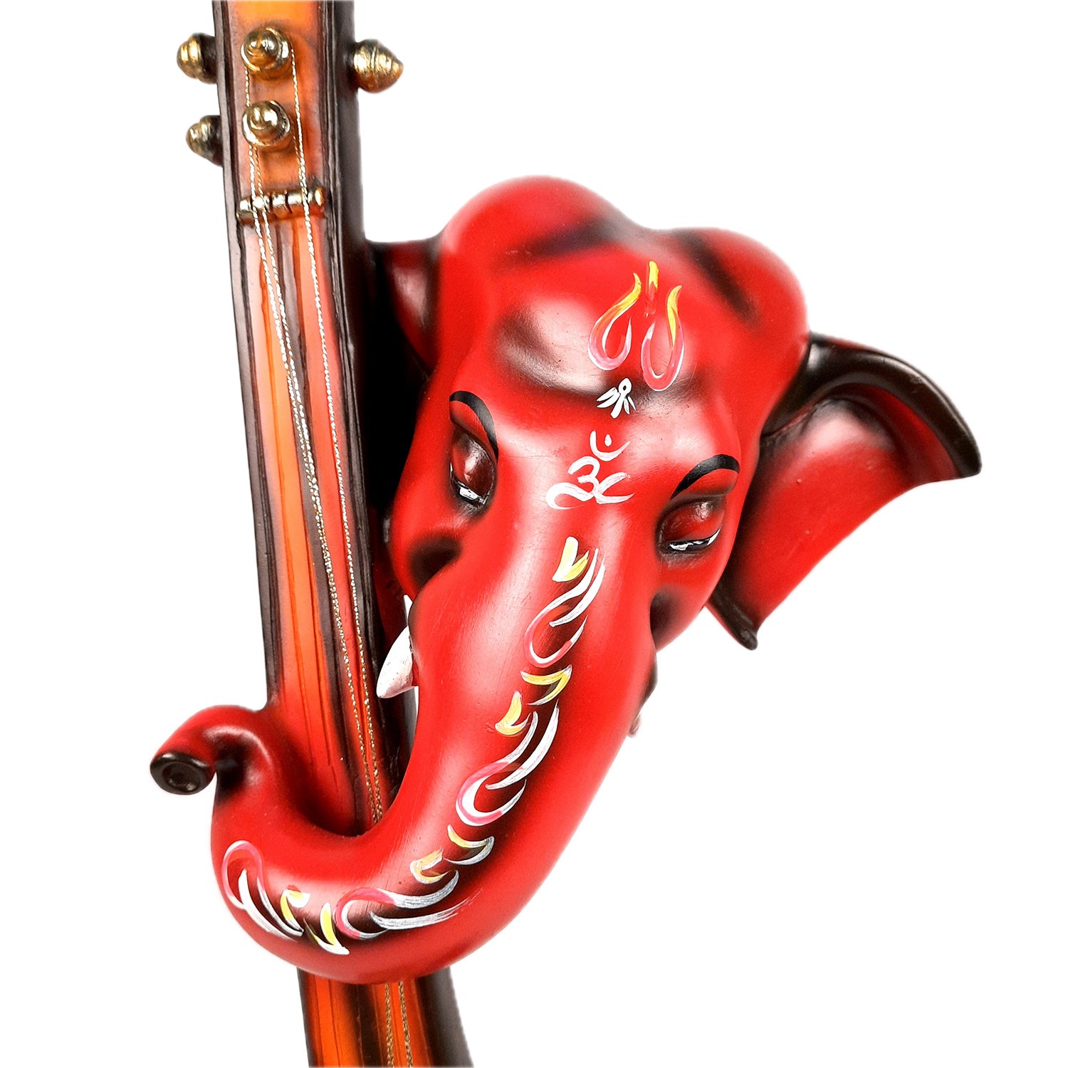 Ganesh Idol With Sitar | Ganesha Statue | Ganpati Murti - Puja, Home, Office Desk, Table, Living Room Decor, Diwali Gift - 21 Inch - apkamart #Color_Red