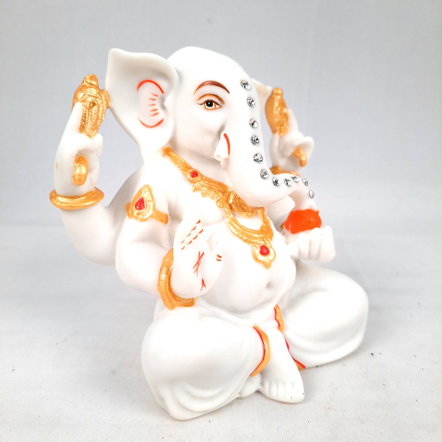 Ganesh Statue With Marble Finish | Exclusive Ganesha Murti | Ganpati Idol - Puja, Home, Office Desk, Table Decor, Diwali Gift - 5 Inch - apkamart #Style_design 1