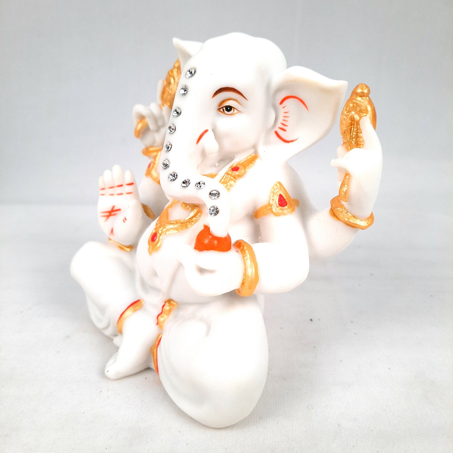 Ganesh Statue With Marble Finish | Exclusive Ganesha Murti | Ganpati Idol - Puja, Home, Office Desk, Table Decor, Diwali Gift - 5 Inch - apkamart #Style_design 1