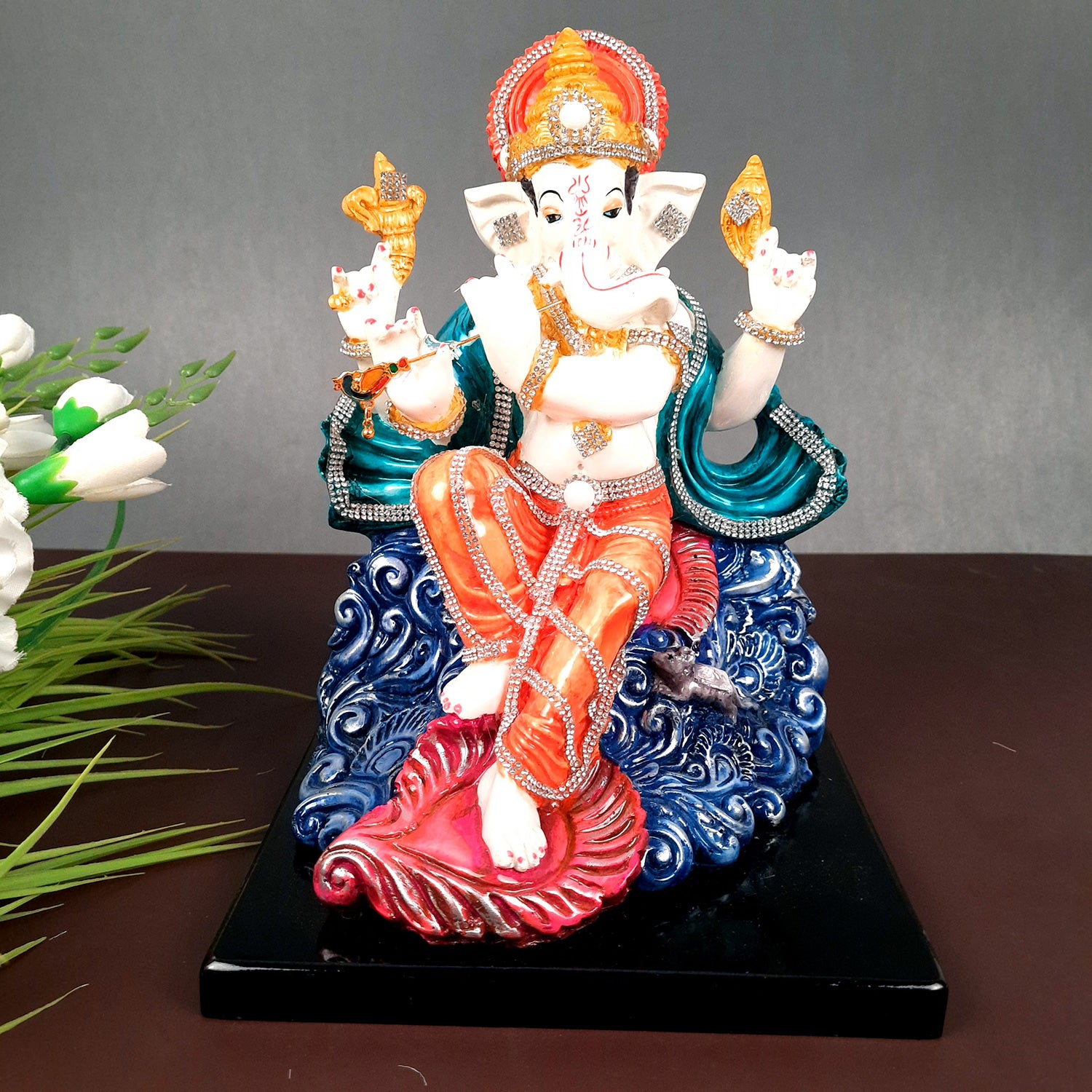 Ganesh Statue - Stone Work With Premium Finish | Ganesha Decorated Idol - for Home, Living Room, Office, Puja, Entrance Decor & Gifts - apkamart #Style_Design 2