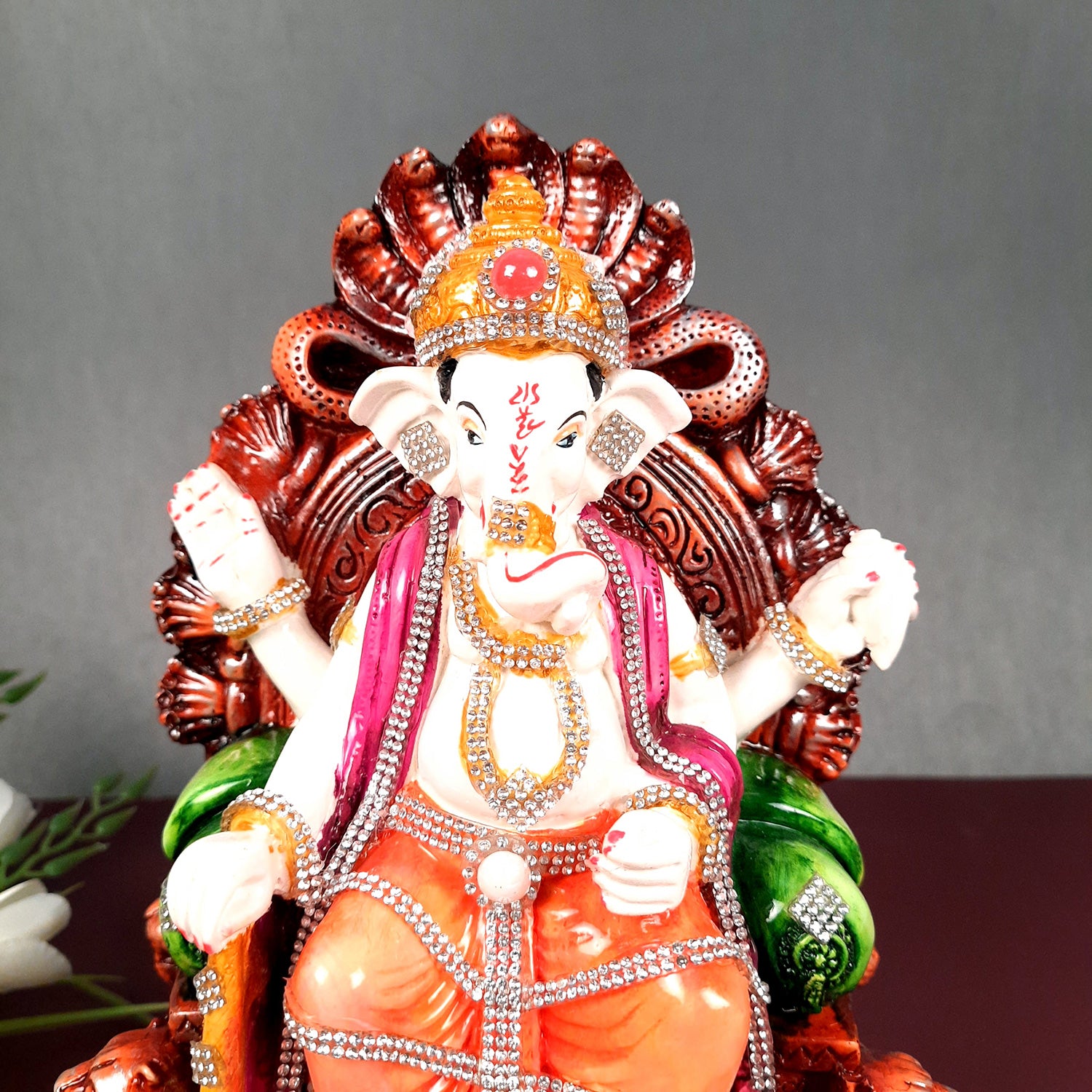 Ganesh Statue - Stone Work With Premium Finish | Ganesha Decorated Idol - for Home, Living Room, Office, Puja, Entrance Decor & Gifts - apkamart #Style_Design 3