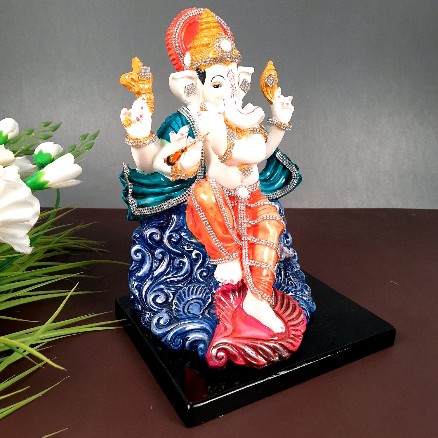 Ganesh Statue - Stone Work With Premium Finish | Ganesha Decorated Idol - for Home, Living Room, Office, Puja, Entrance Decor & Gifts - apkamart #Style_Design 2