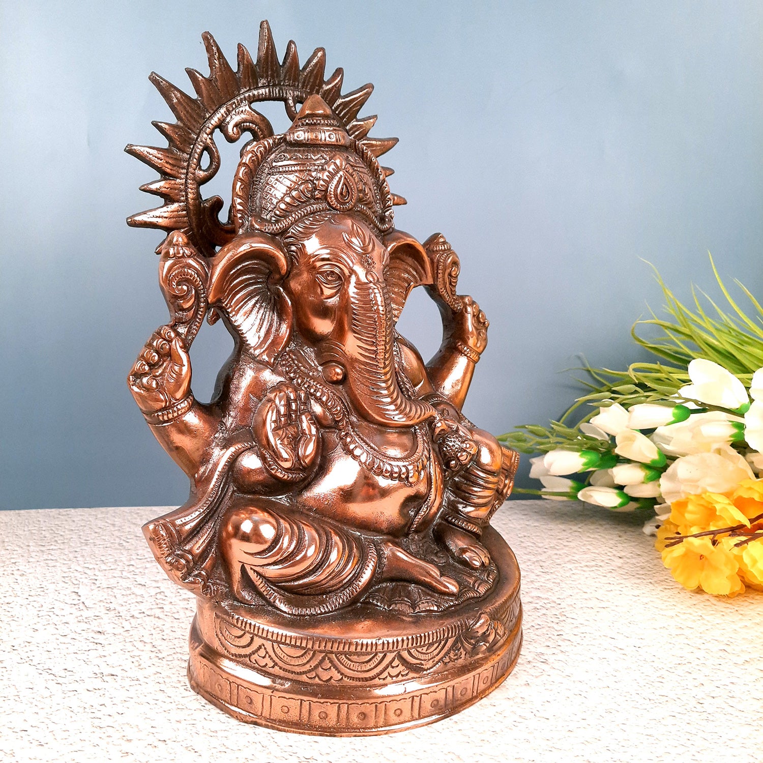 Ganesh Statue | Ganesha Idol Murti - for Puja, Home, Living Room Decor | Religious & Spiritual Art | Diwali & Housewarming Gift - 14 Inch - Apkamart