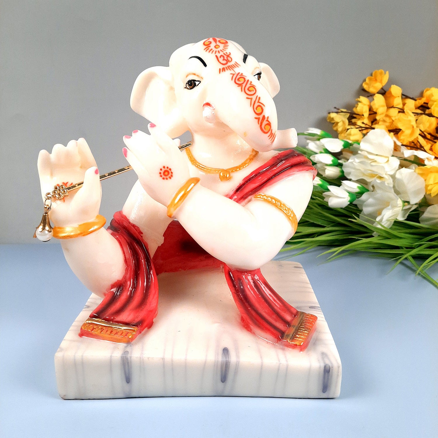 Ganesh Statue | Ganesha Idol Murti - for Puja, Home, Office Desk, Table, Living Room Decor | Diwali & Housewarming Gift - 10 Inch - apkamart