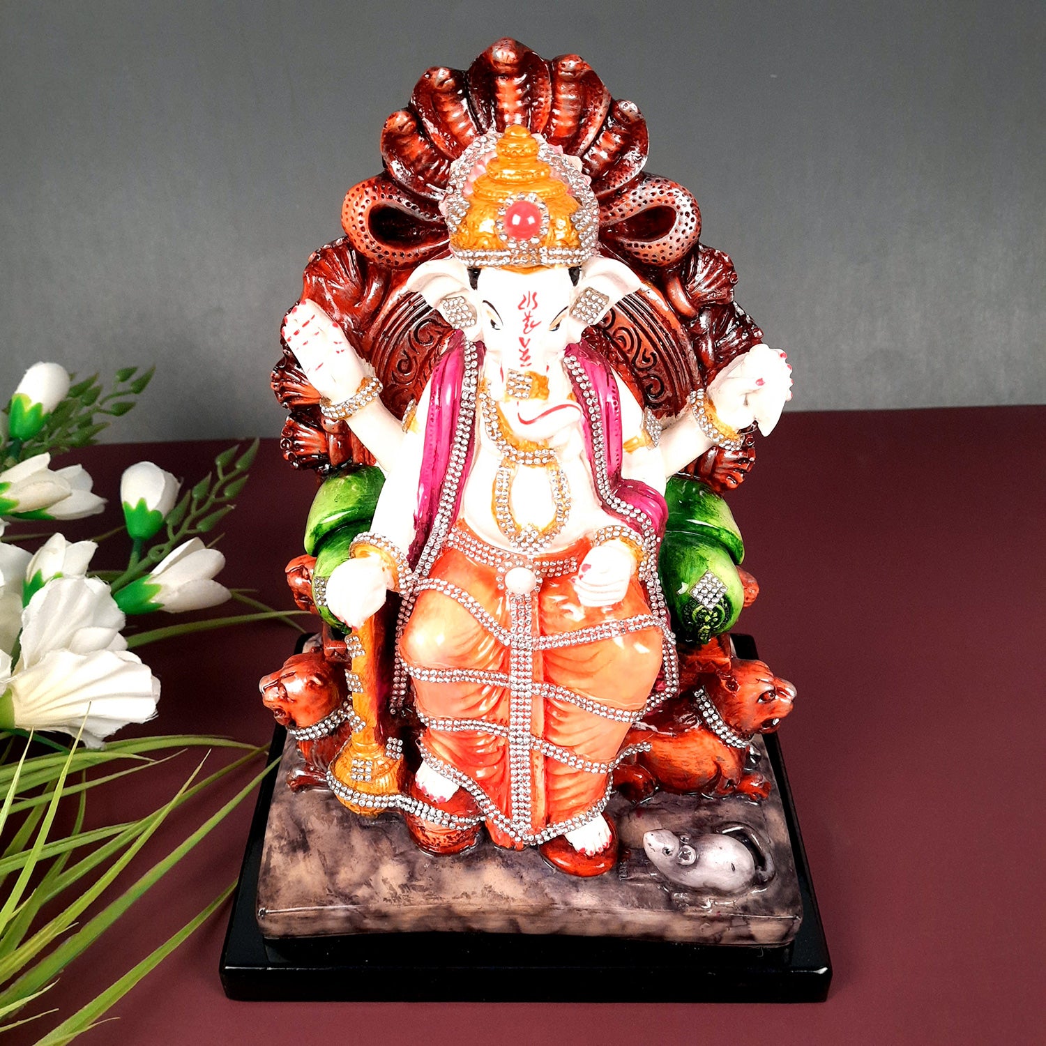 Ganesh Statue - Stone Work With Premium Finish | Ganesha Decorated Idol - for Home, Living Room, Office, Puja, Entrance Decor & Gifts - apkamart #Style_Design 3