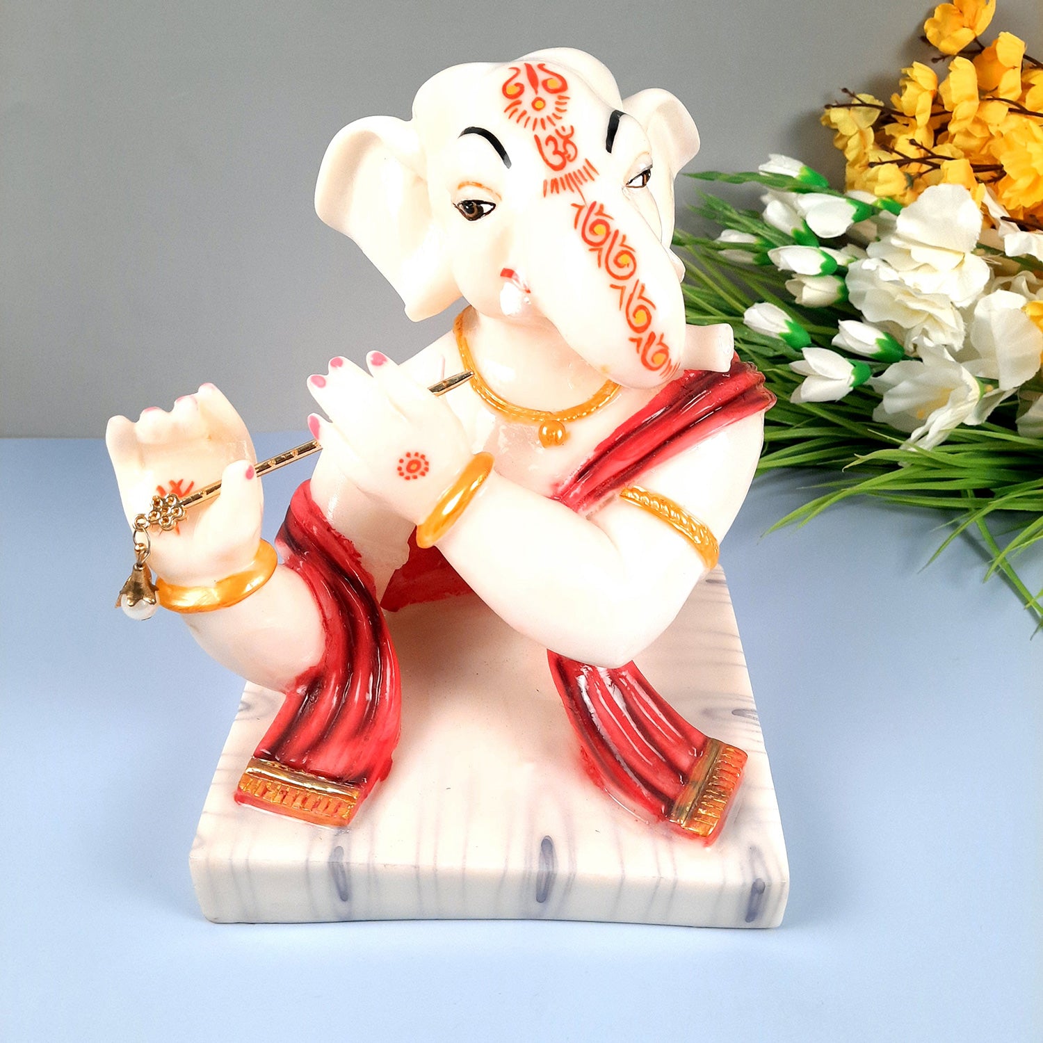 Ganesh Statue | Ganesha Idol Murti - for Puja, Home, Office Desk, Table, Living Room Decor | Diwali & Housewarming Gift - 10 Inch - apkamart