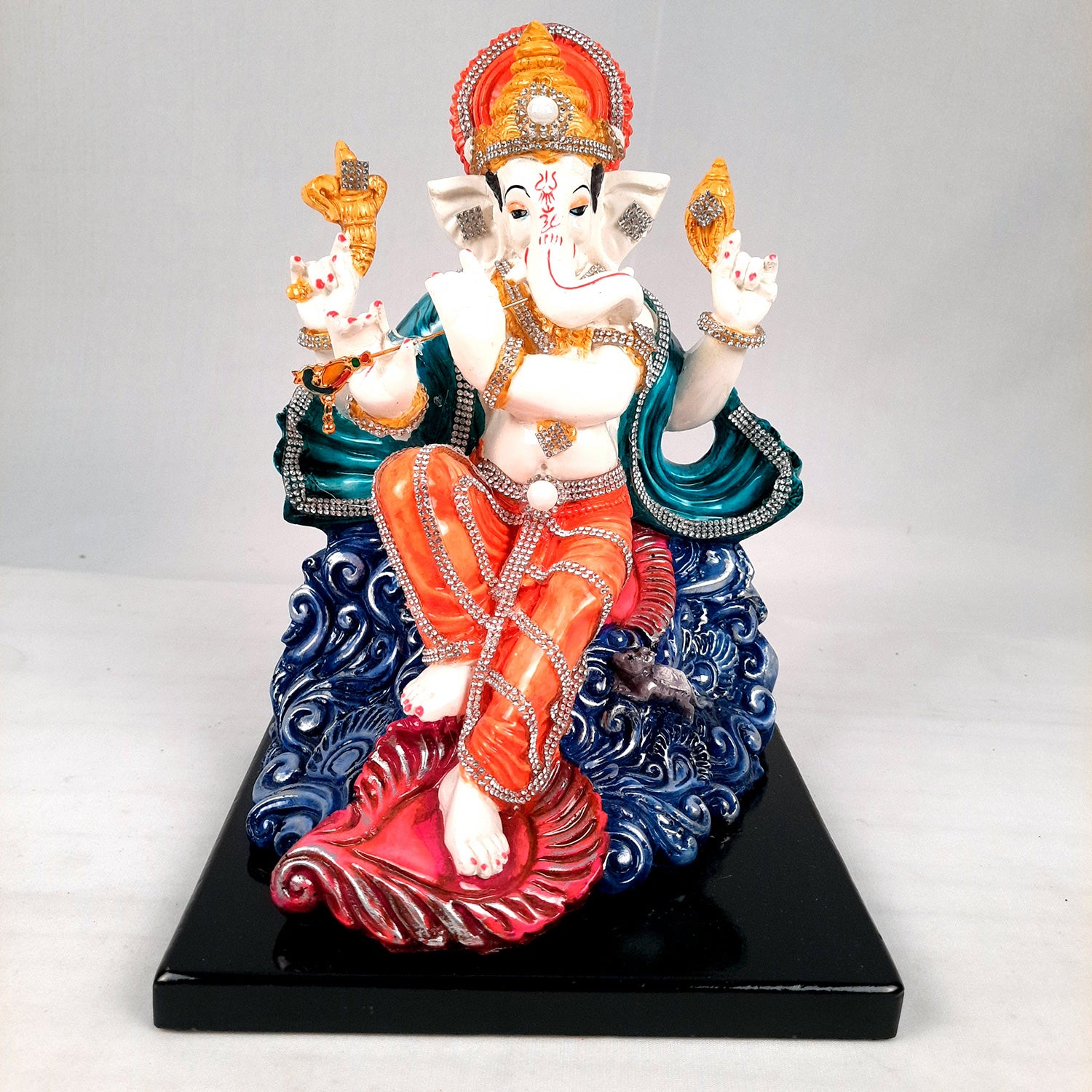 Ganesh Statue - Stone Work With Premium Finish | Ganesha Decorated Idol - for Home, Living Room, Office, Puja, Entrance Decor & Gifts - apkamart #Style_Design 2