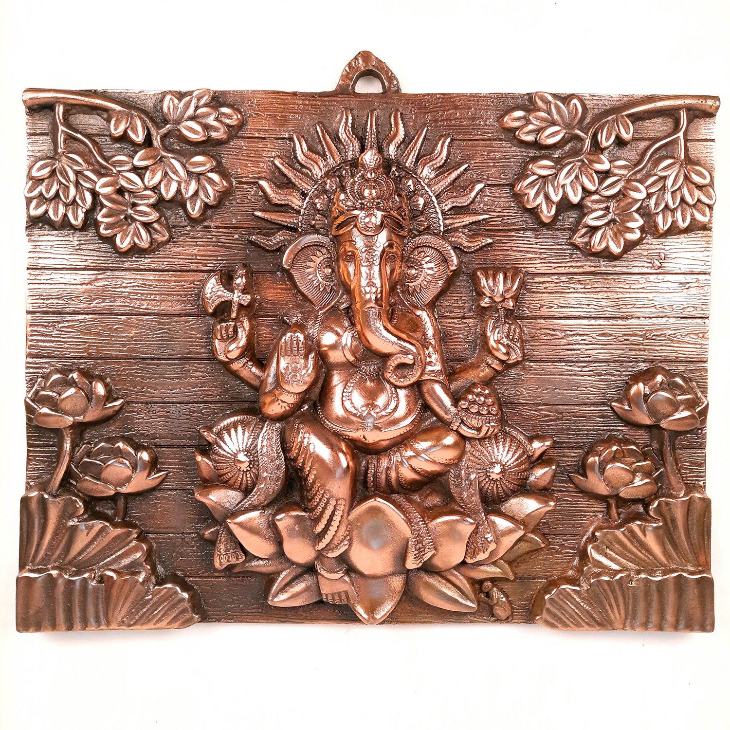 Ganesh Idol Wall Hanging | Lord Ganesha Sitting on Lotus Wall Statue Decor | Religious & Spiritual Wall Art - For Puja, Home & Entrance Living Room & Gift - 17 Inch - apkamart #Size_17 Inch