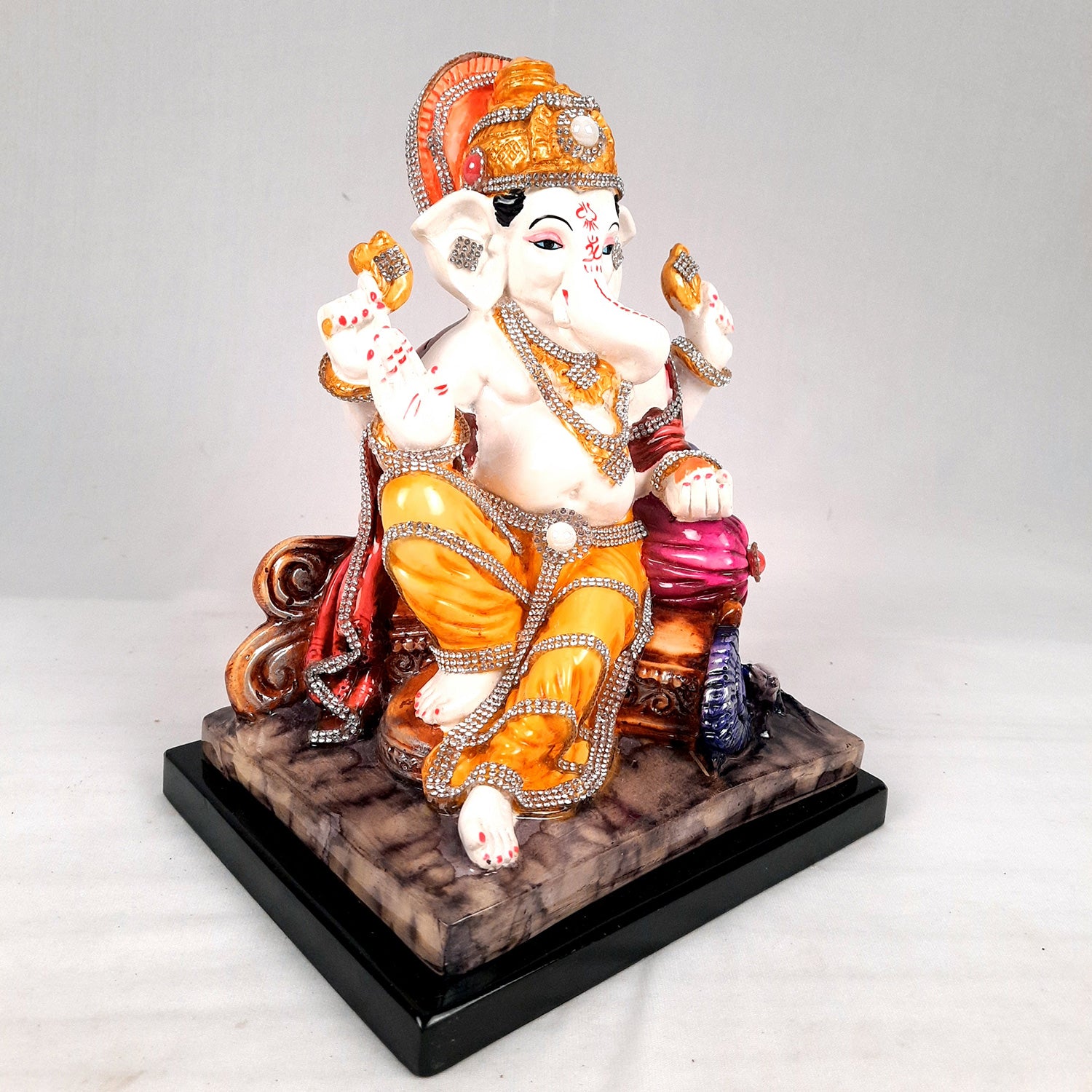 Ganesh Statue - Stone Work With Premium Finish | Ganesha Decorated Idol - for Home, Living Room, Office, Puja, Entrance Decor & Gifts - apkamart #Style_Design 1