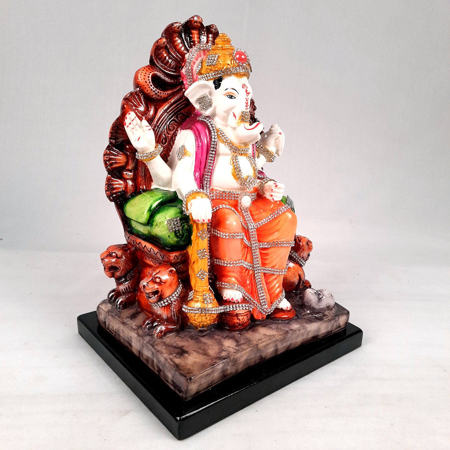 Ganesh Statue - Stone Work With Premium Finish | Ganesha Decorated Idol - for Home, Living Room, Office, Puja, Entrance Decor & Gifts - apkamart #Style_Design 3