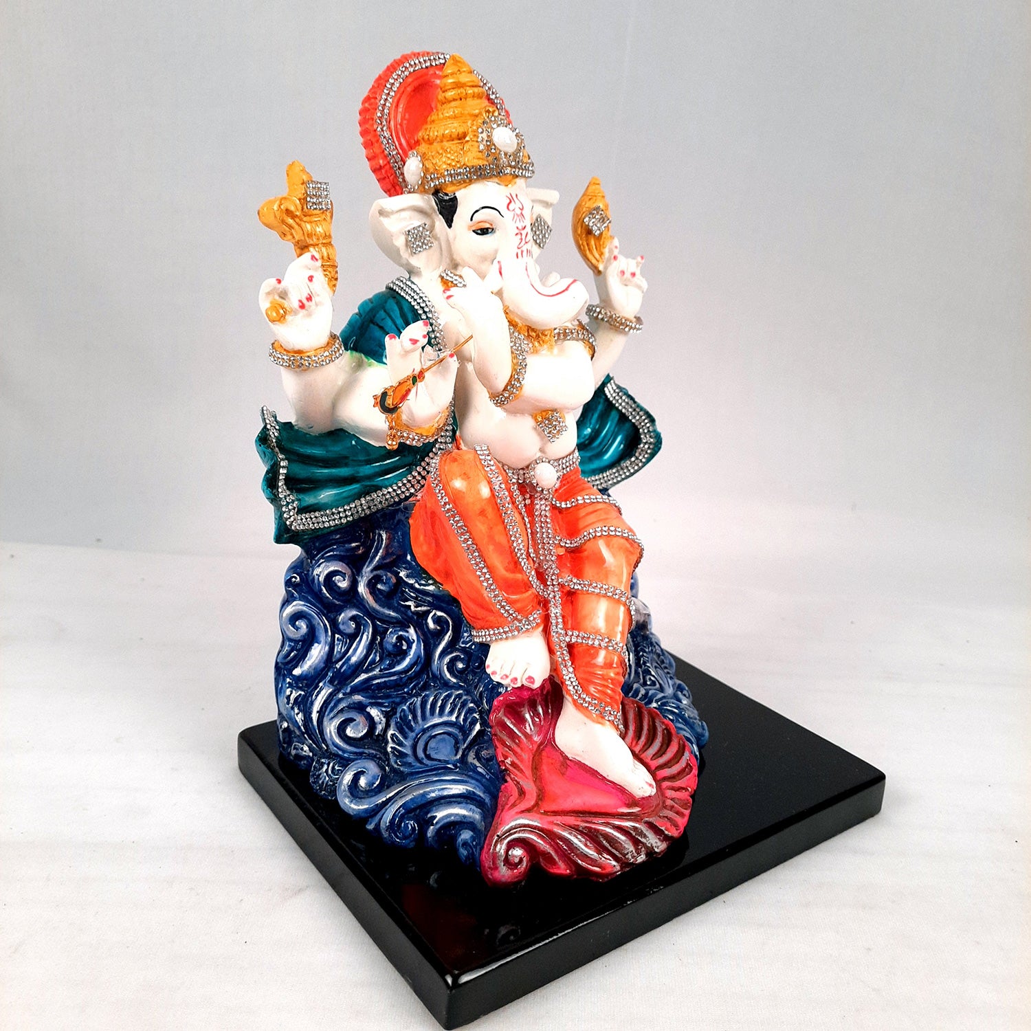 Ganesh Statue - Stone Work With Premium Finish | Ganesha Decorated Idol - for Home, Living Room, Office, Puja, Entrance Decor & Gifts - apkamart #Style_Design 2