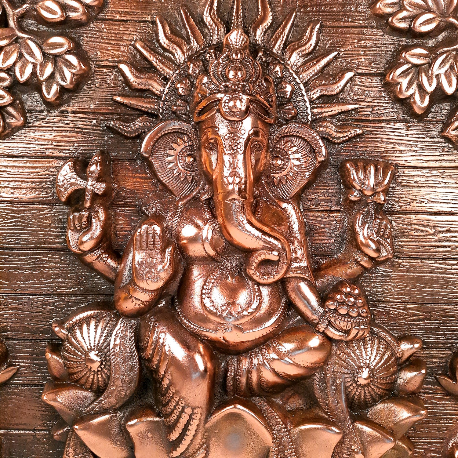 Ganesh Idol Wall Hanging | Lord Ganesha Sitting on Lotus Wall Statue Decor | Religious & Spiritual Wall Art - For Puja, Home & Entrance Living Room & Gift - 17 Inch - apkamart #Size_17 Inch