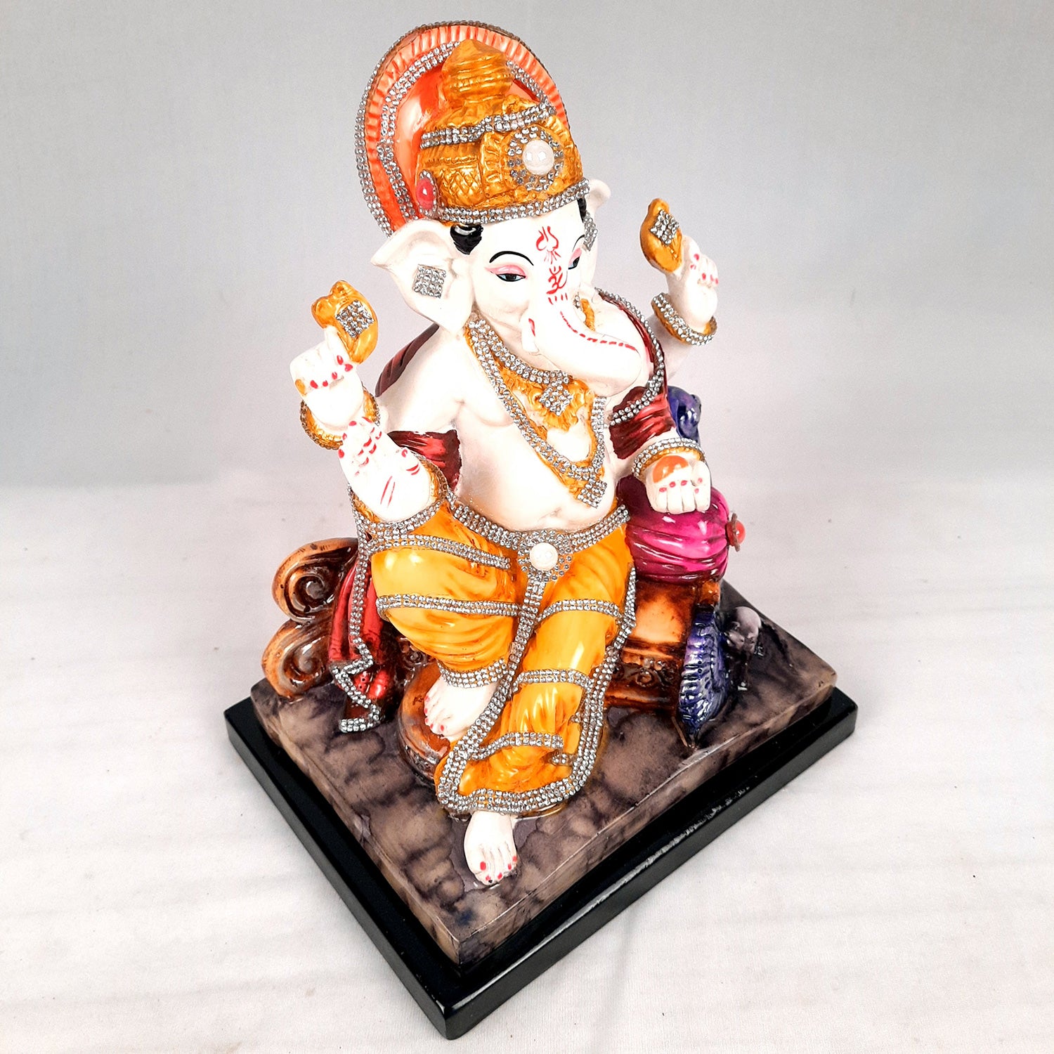 Ganesh Statue - Stone Work With Premium Finish | Ganesha Decorated Idol - for Home, Living Room, Office, Puja, Entrance Decor & Gifts - apkamart #Style_Design 1